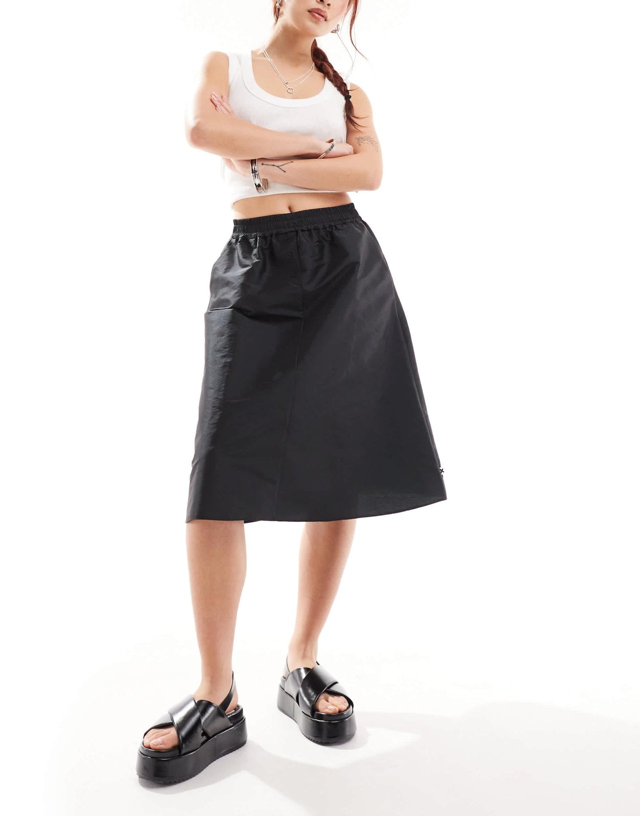 COLLUSION sporty boxer midi skirt in black - ASOS Sample Sale
