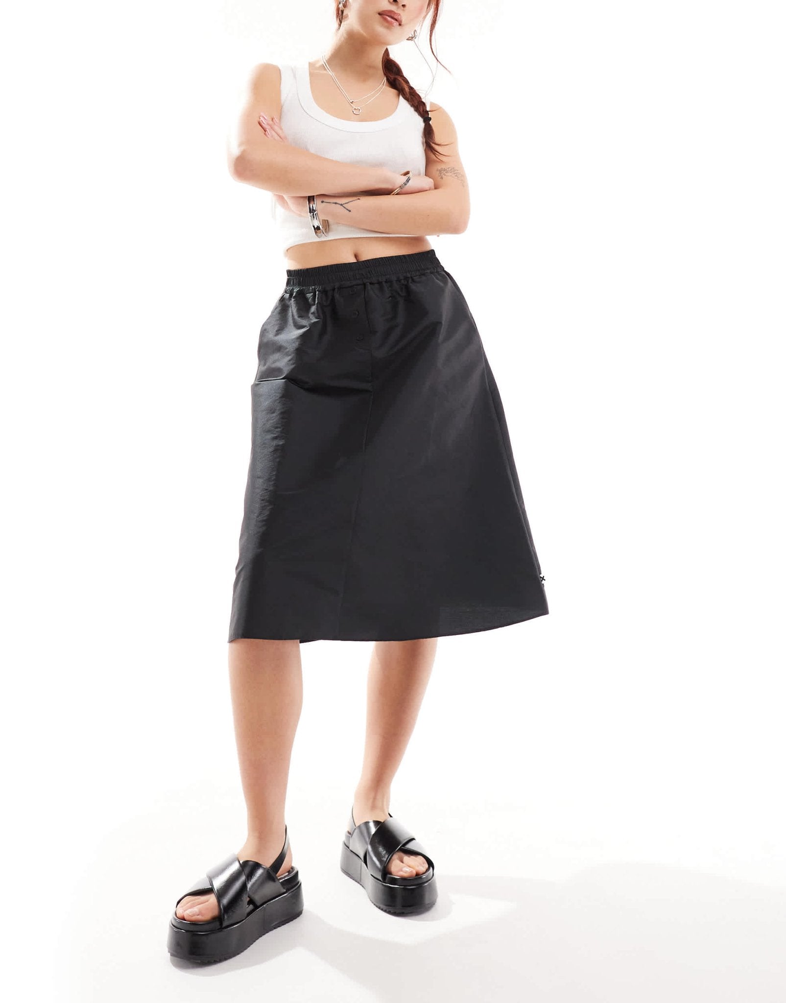 COLLUSION sporty boxer midi skirt in black - ASOS Sample Sale