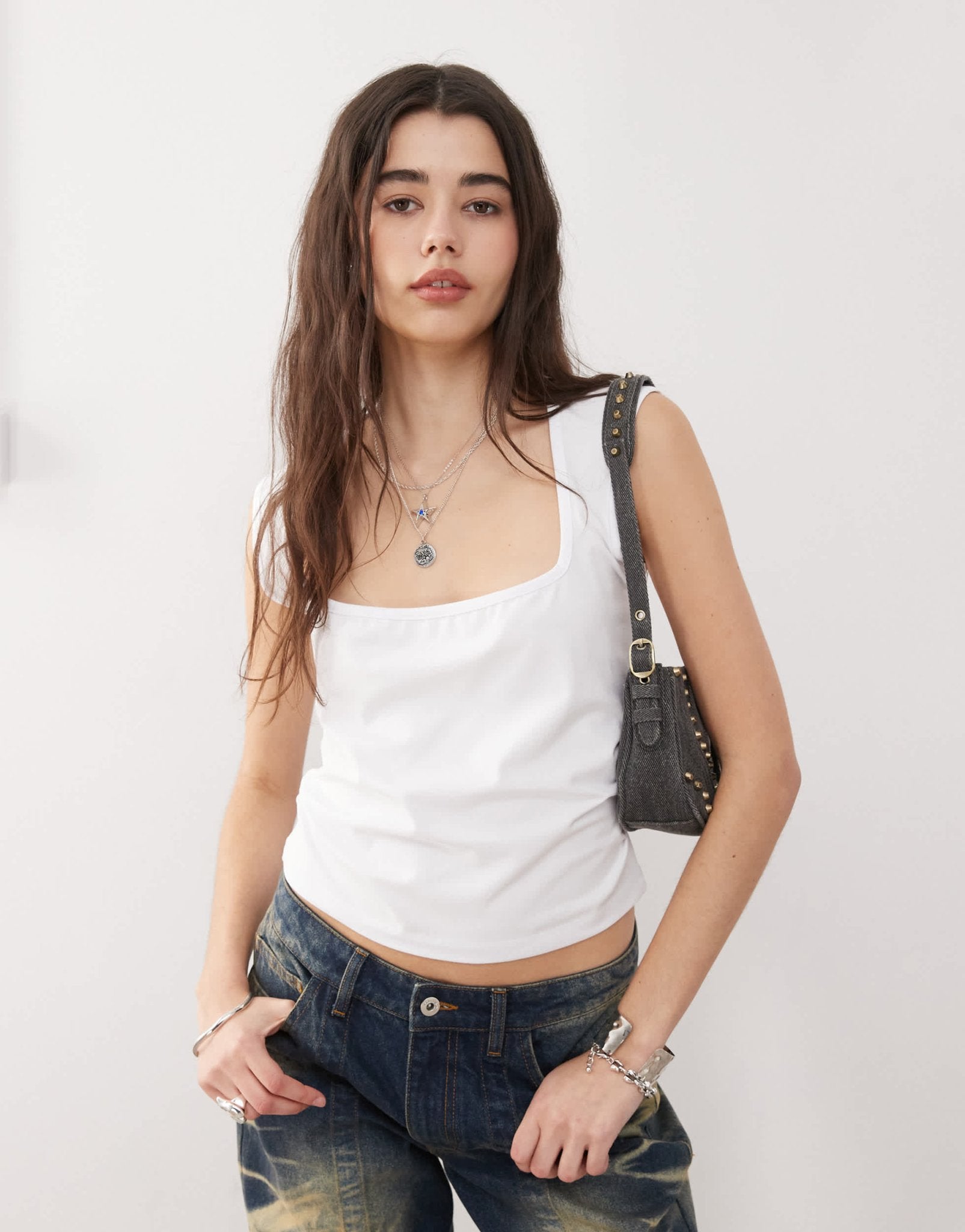 COLLUSION square neck top in white - ASOS Sample Sale