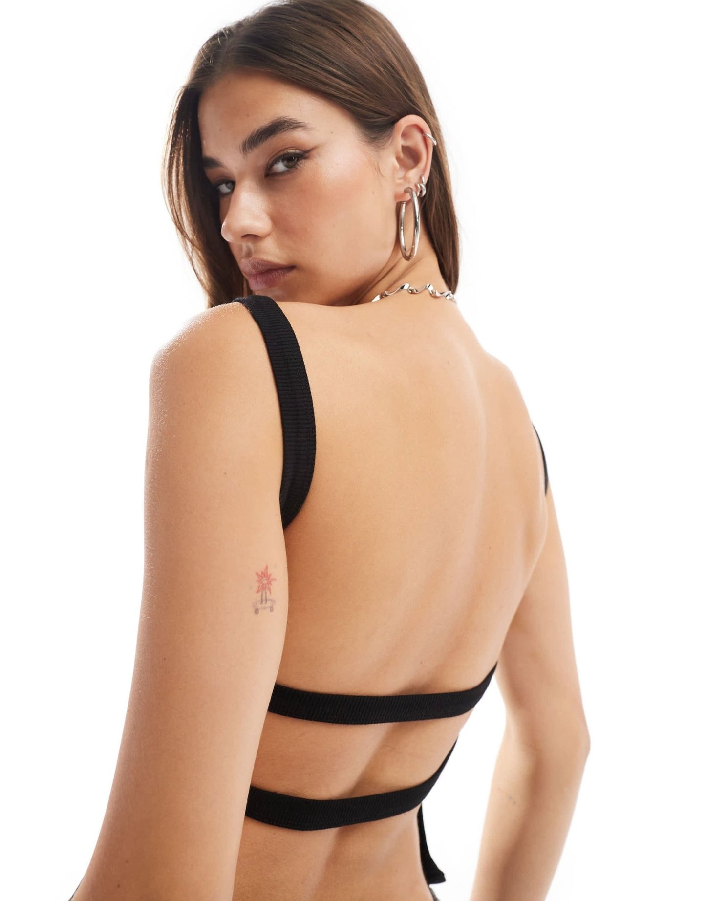 COLLUSION straight neck cami with open back in black - ASOS Sample Sale