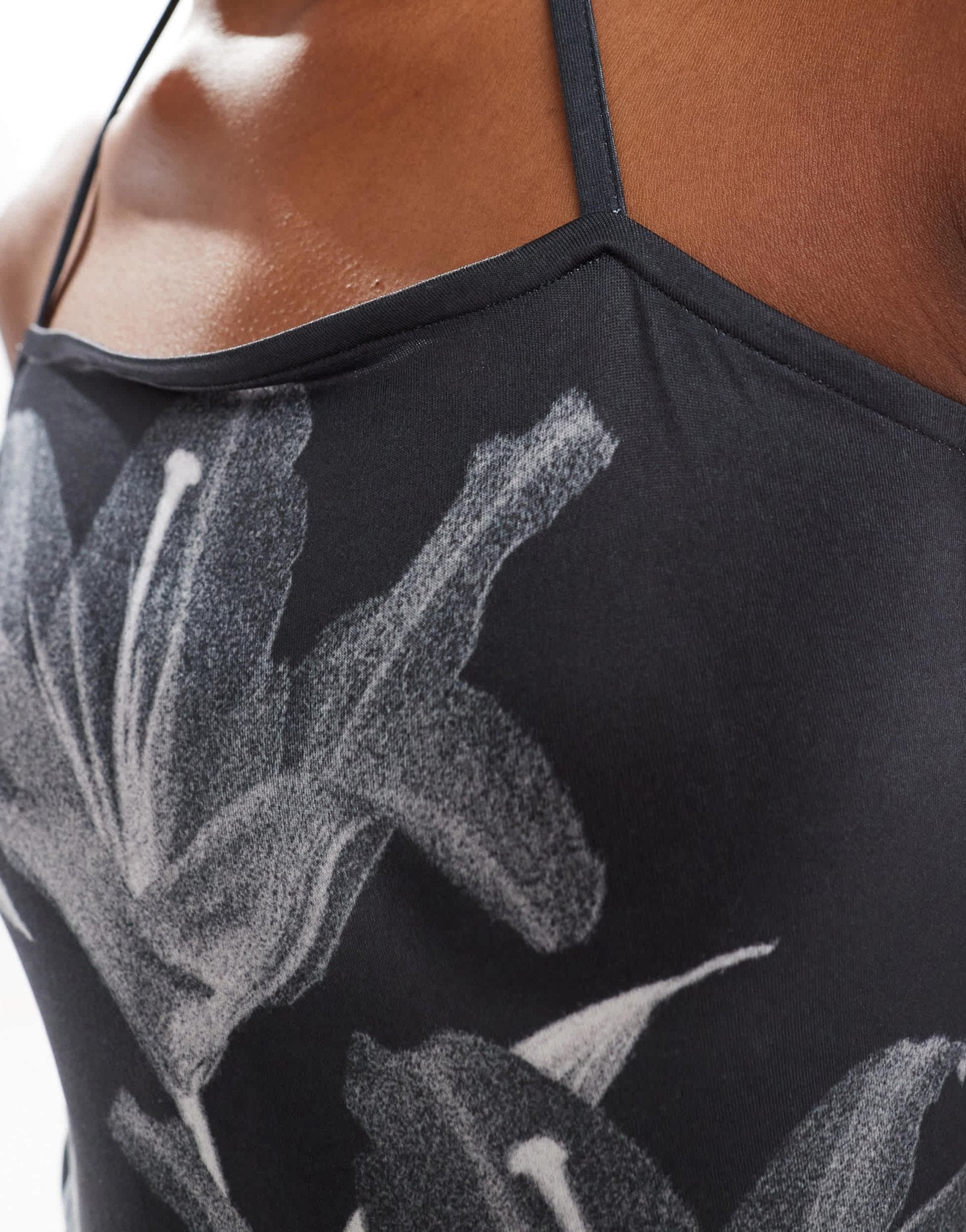 COLLUSION strappy cami longline halter in mono floral - ASOS Sample Sale