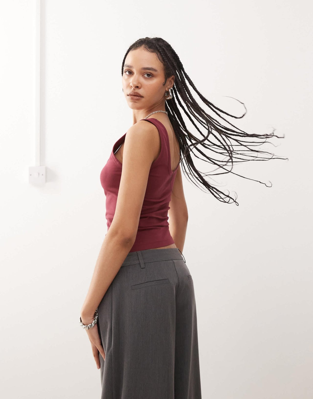 COLLUSION strappy square neck cami top in cherry red - ASOS Sample Sale