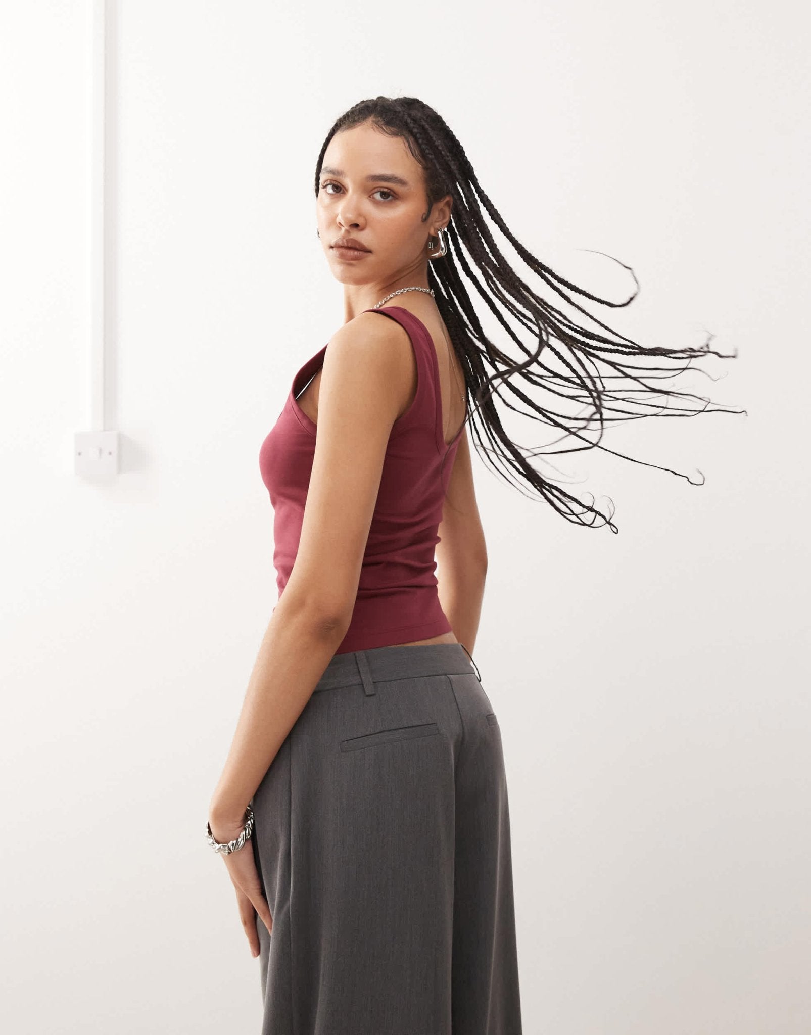 COLLUSION strappy square neck cami top in cherry red - ASOS Sample Sale