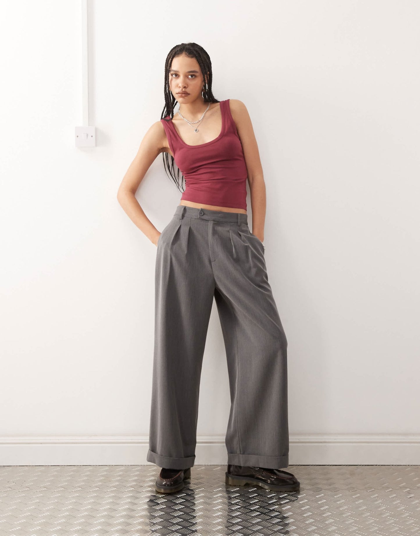 COLLUSION strappy square neck cami top in cherry red - ASOS Sample Sale
