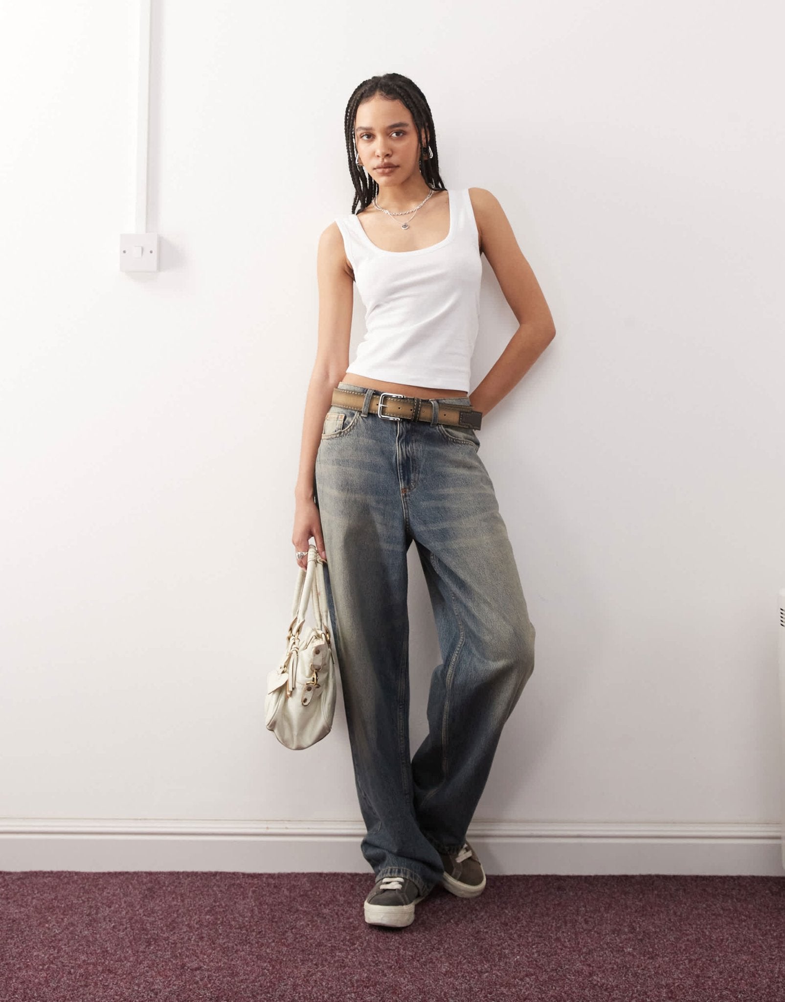 COLLUSION strappy square neck cami top in white - ASOS Sample Sale