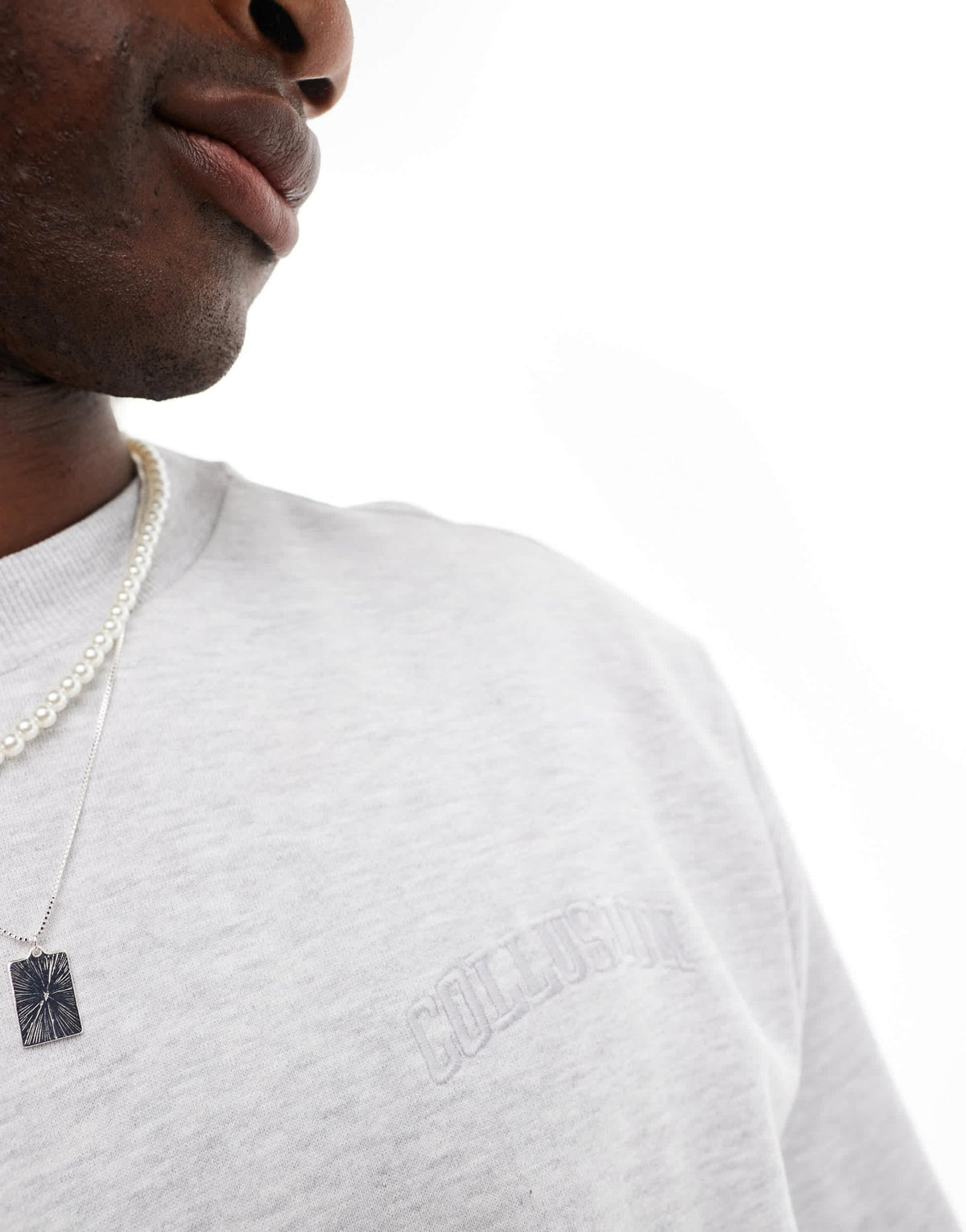 COLLUSION sweatshirt in grey marl with varsity embroidery - ASOS Sample Sale