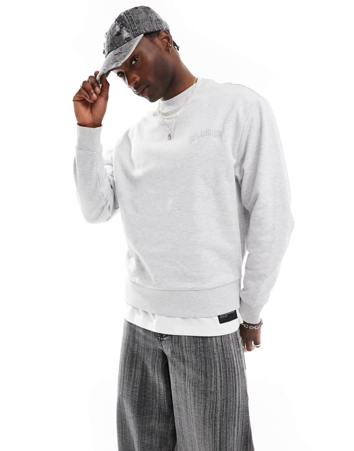 COLLUSION sweatshirt in grey marl with varsity embroidery - ASOS Sample Sale