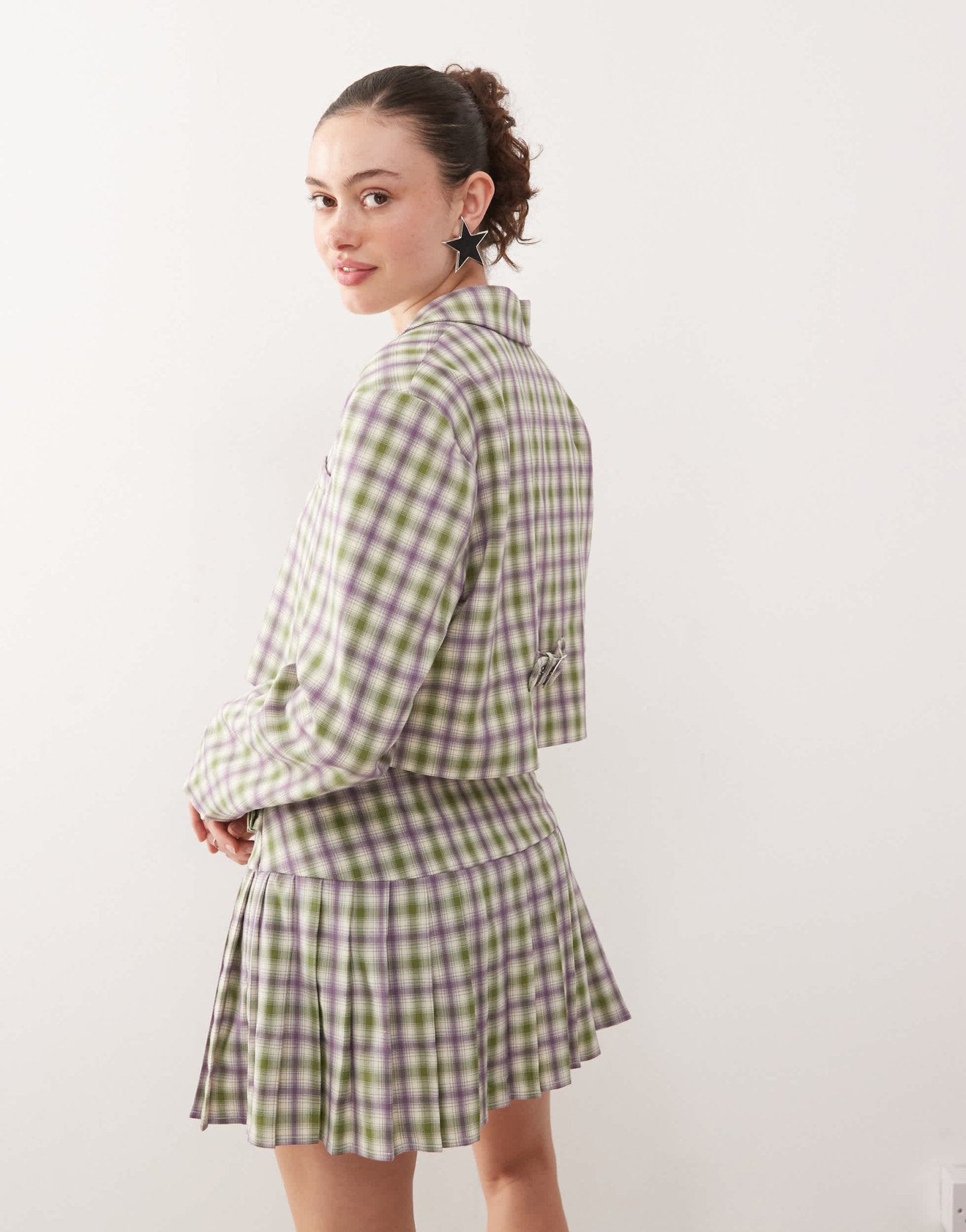 COLLUSION tailored 90s crop blazer co - ord in check - ASOS Sample Sale