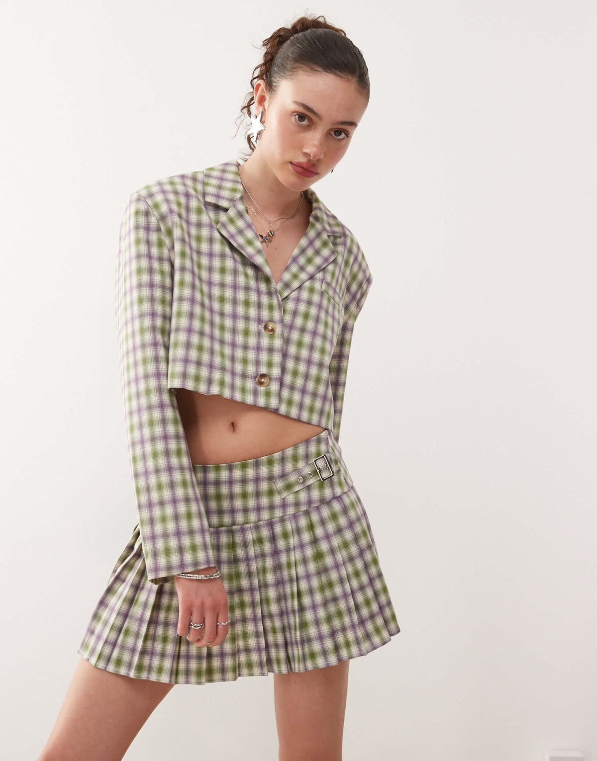 COLLUSION tailored 90s pleated mini skirt co-ord in check - ASOS Sample Sale