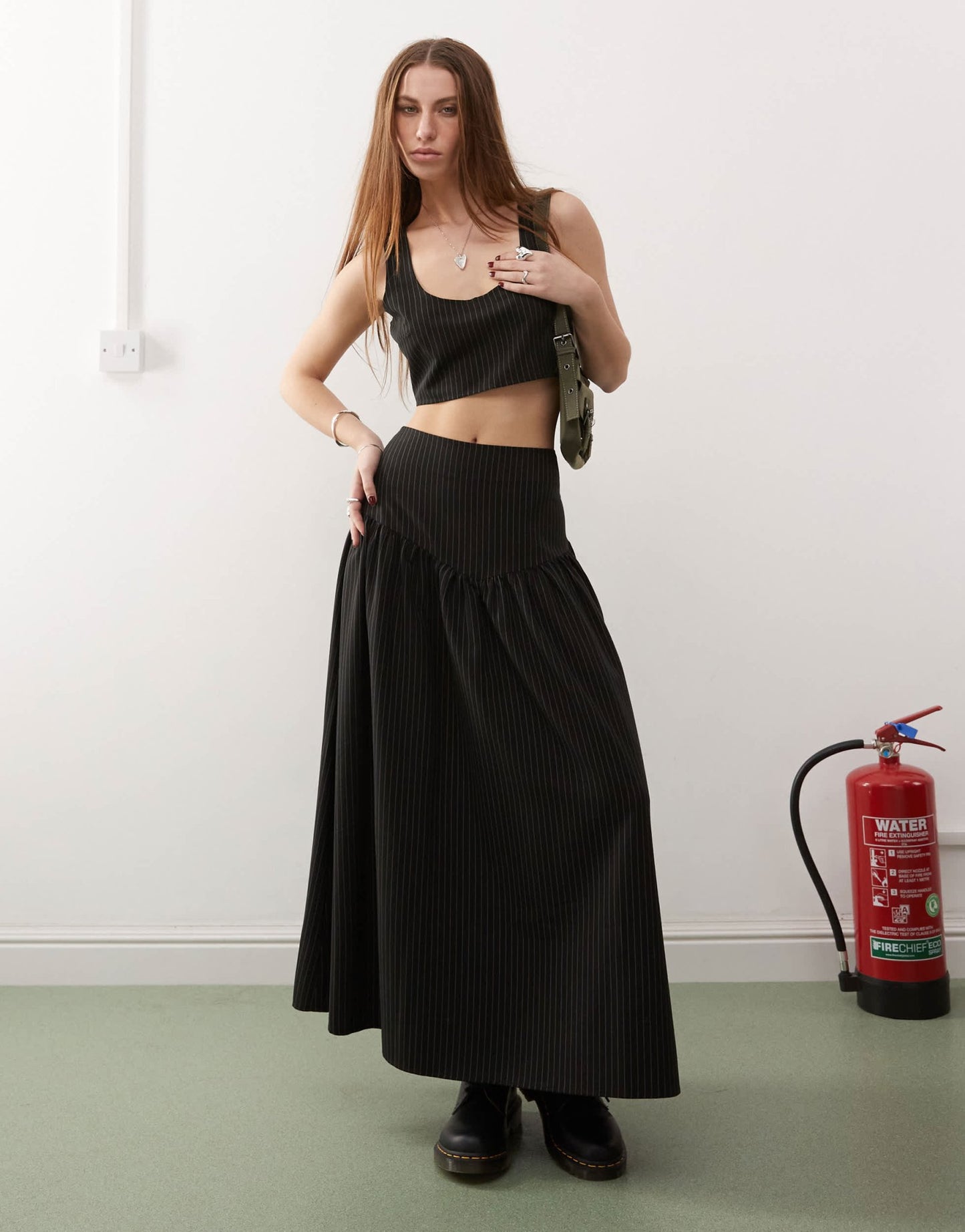 COLLUSION tailored pinstripe crop top co - ord in black - ASOS Sample Sale
