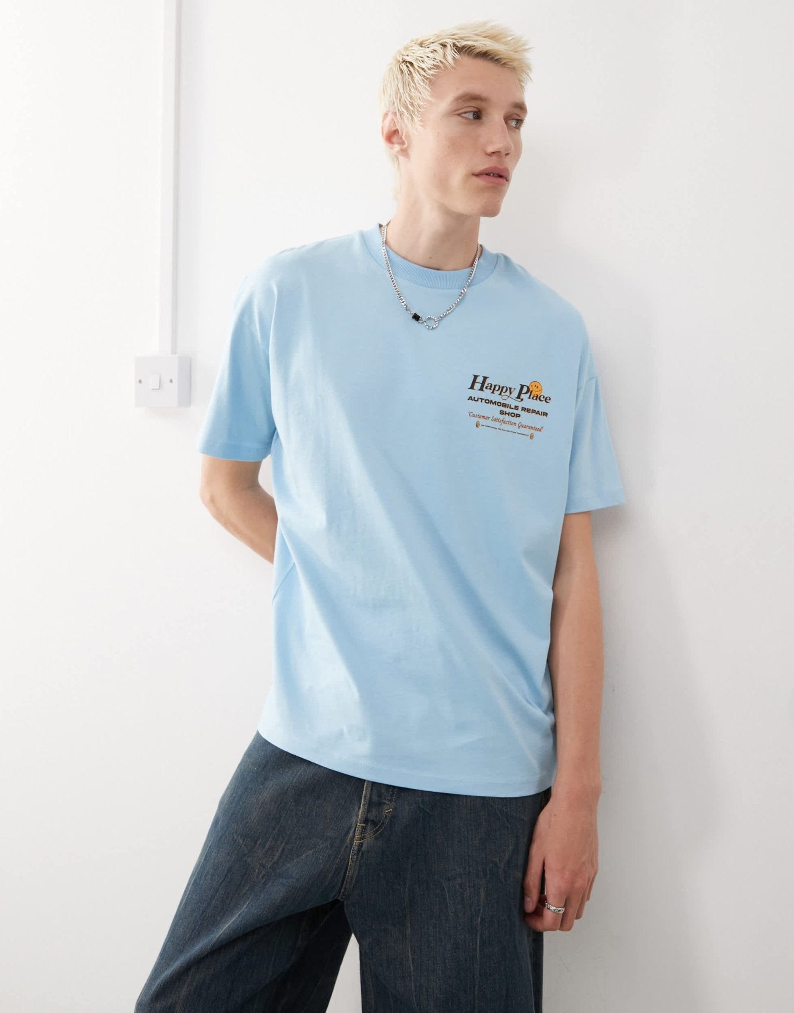 COLLUSION tee with smile print in blue - ASOS Sample Sale