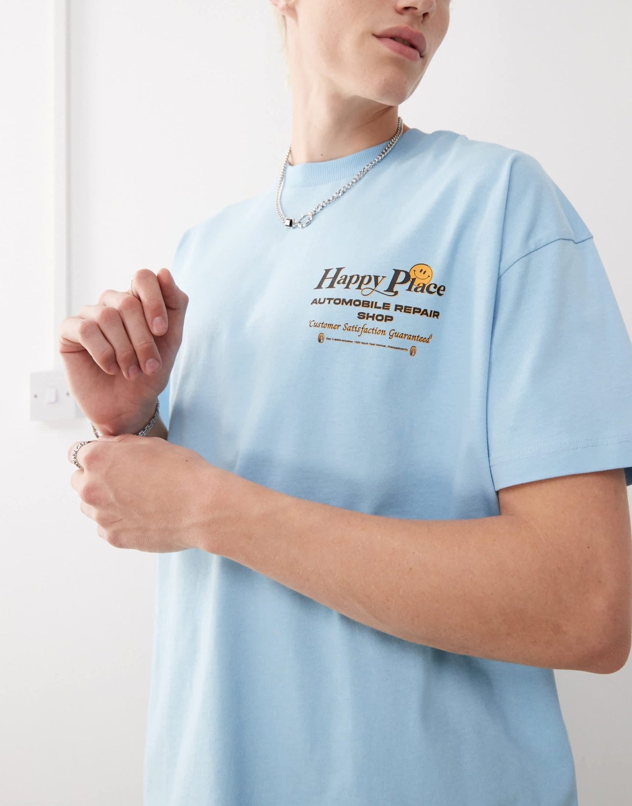 COLLUSION tee with smile print in blue - ASOS Sample Sale