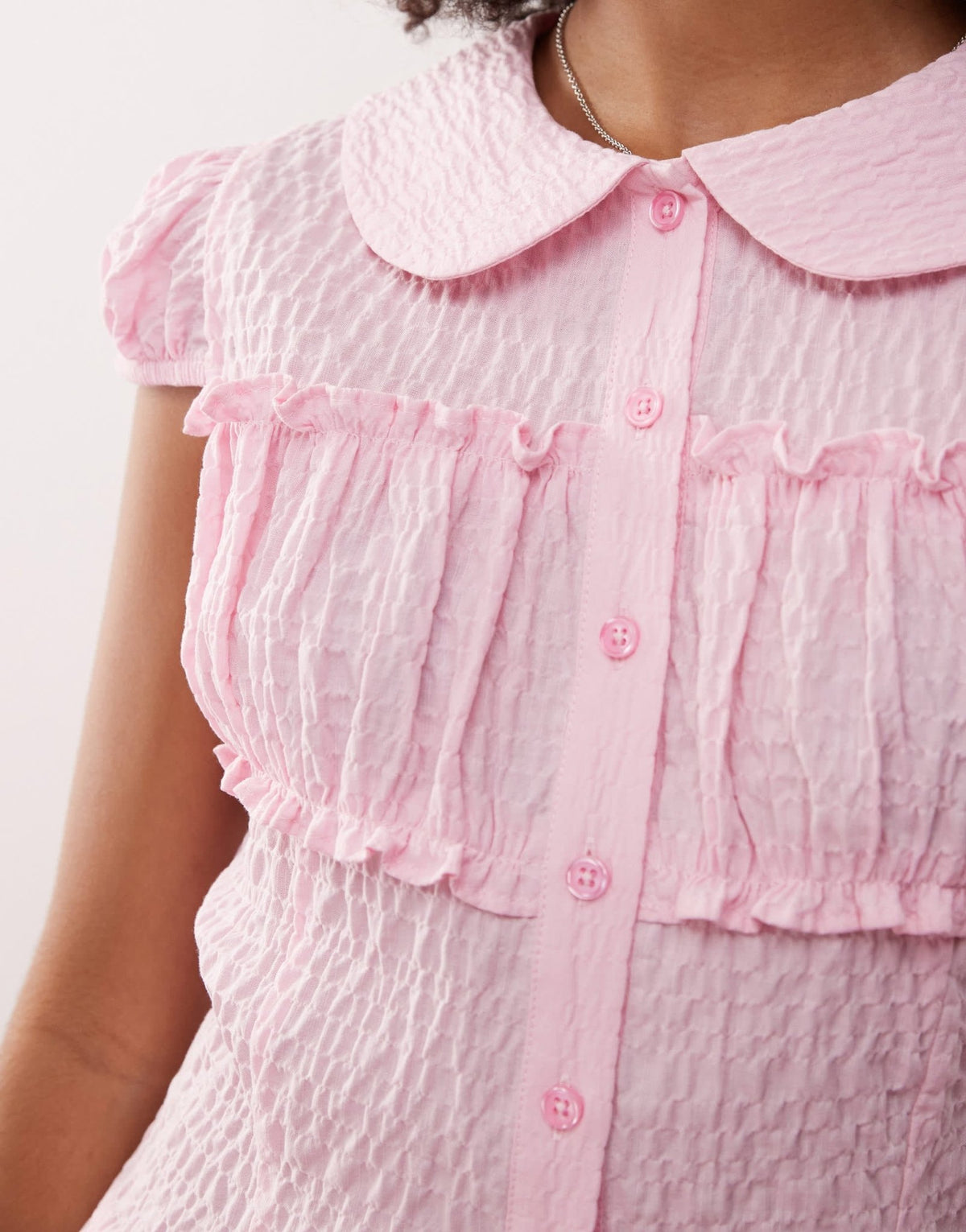 COLLUSION textured fitted shirt in baby pink - ASOS Sample Sale