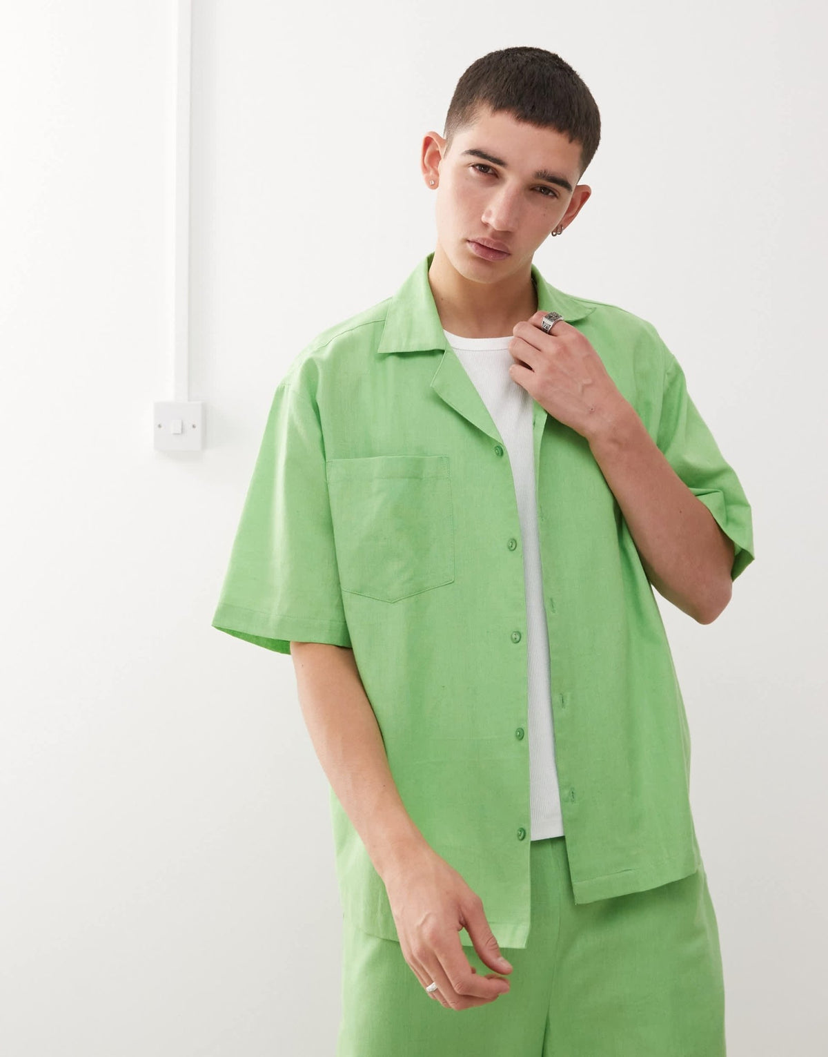 COLLUSION textured woven shirt in green - ASOS Sample Sale