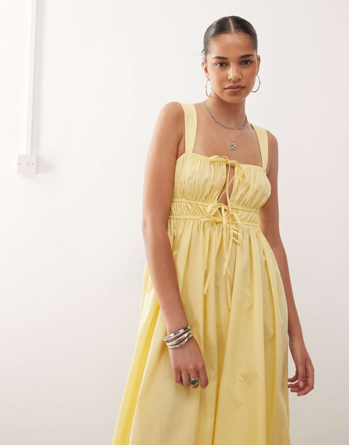 COLLUSION tie detail maxi dress in buttermilk yellow - ASOS Sample Sale