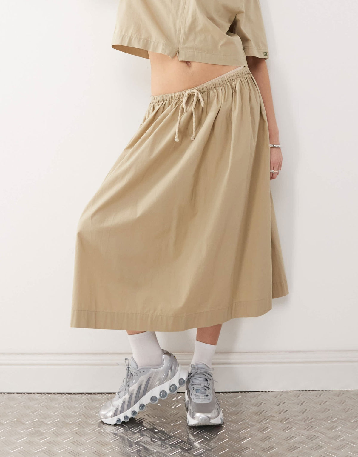 COLLUSION tie low rise maxi skirt in stone - ASOS Sample Sale