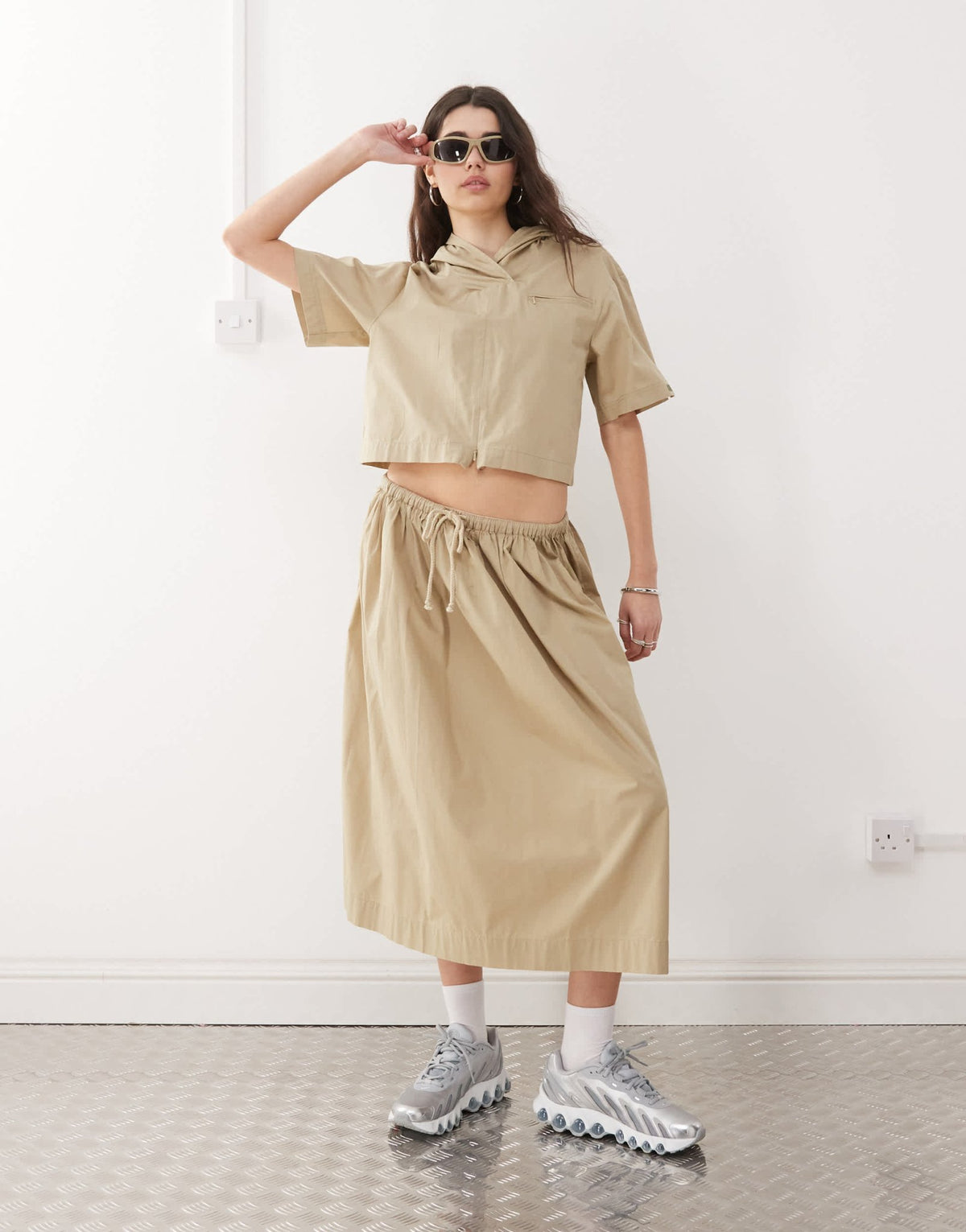 COLLUSION tie low rise maxi skirt in stone - ASOS Sample Sale