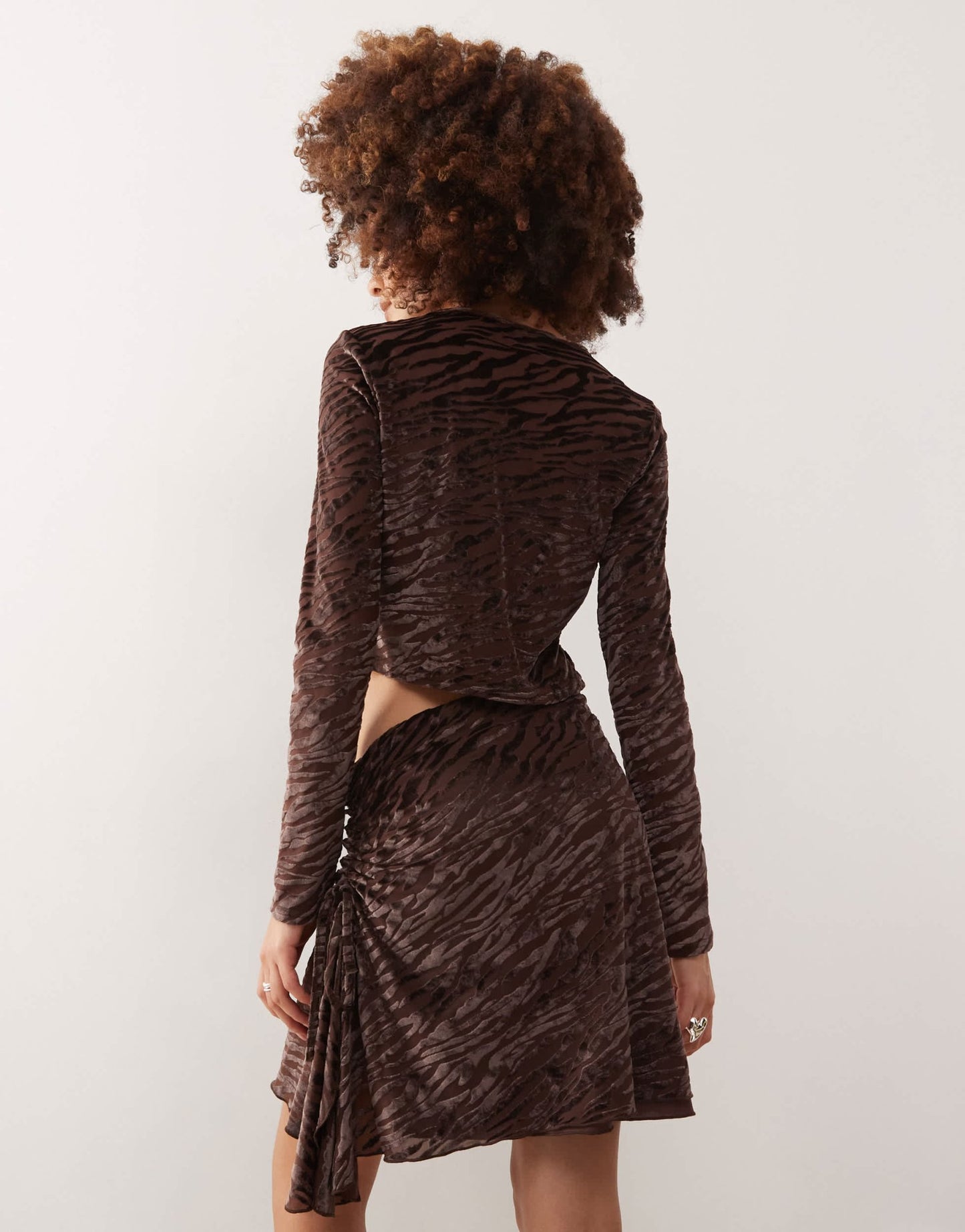COLLUSION tie side awkward length skirt in brown devore co - ord - ASOS Sample Sale