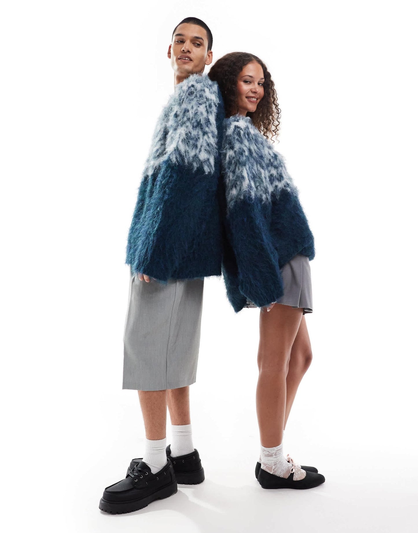 COLLUSION Unisex brushed oversized fairisle jumper in blue - ASOS Sample Sale