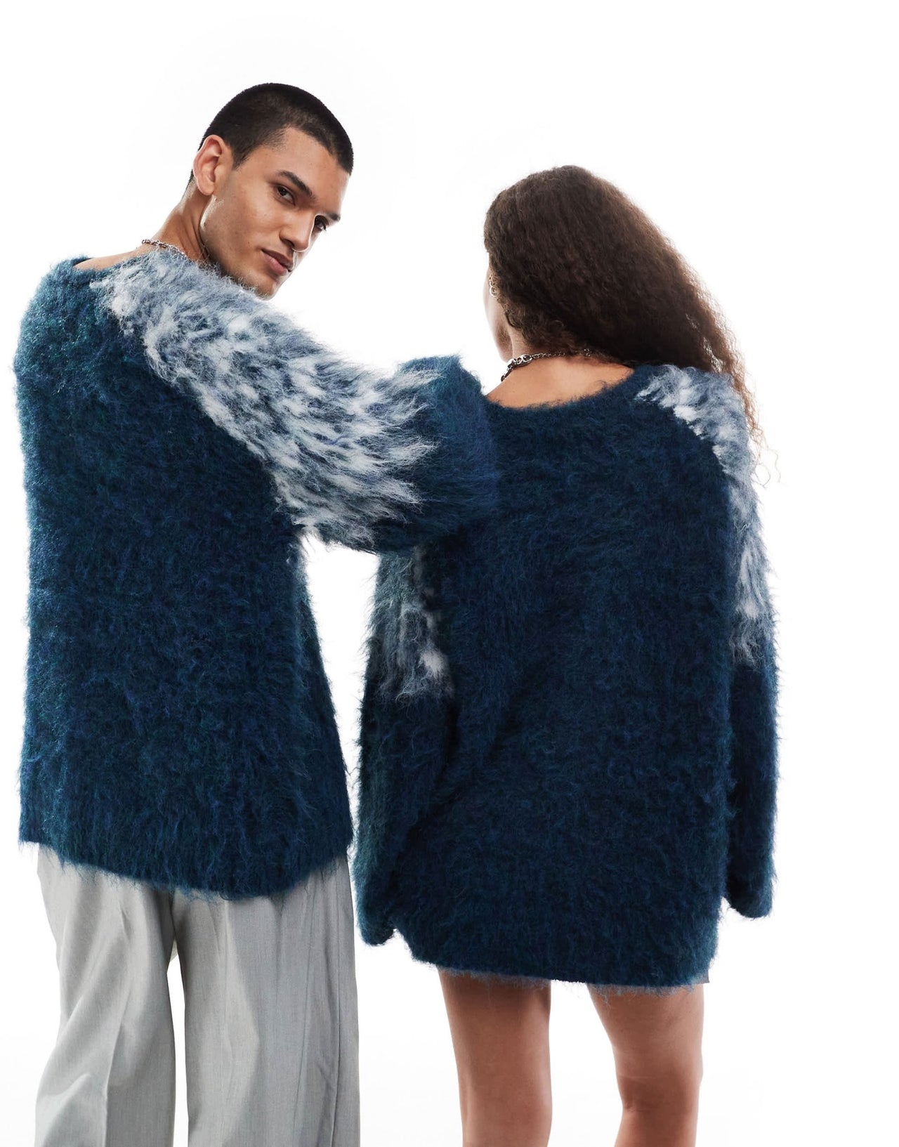 COLLUSION Unisex brushed oversized fairisle jumper in blue - ASOS Sample Sale