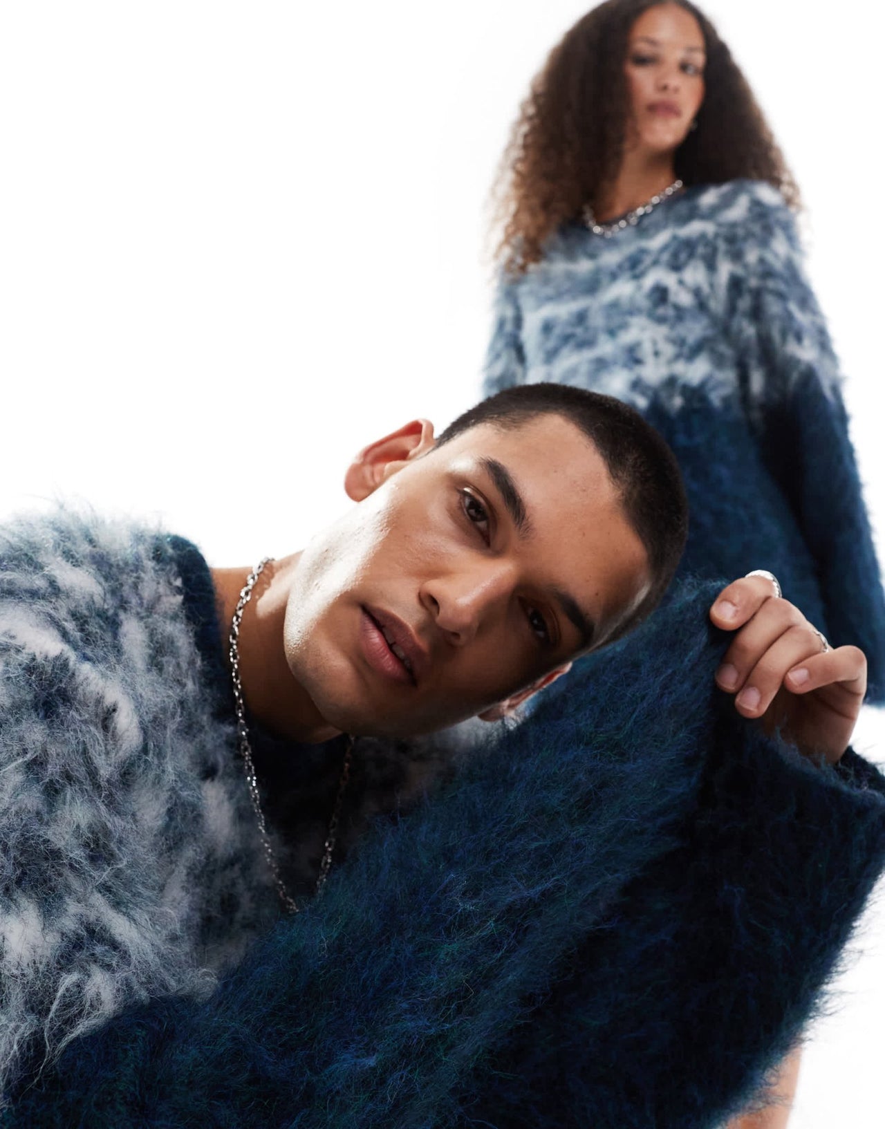 COLLUSION Unisex brushed oversized fairisle jumper in blue - ASOS Sample Sale