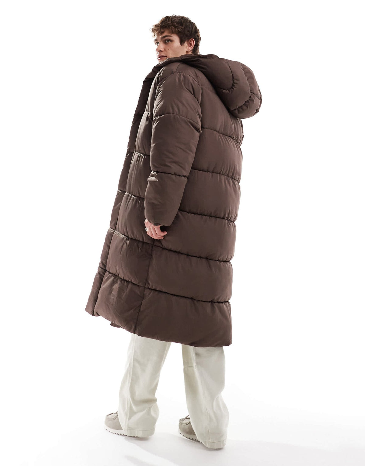 COLLUSION Unisex maxi puffer jacket with hood in brown - ASOS Sample Sale
