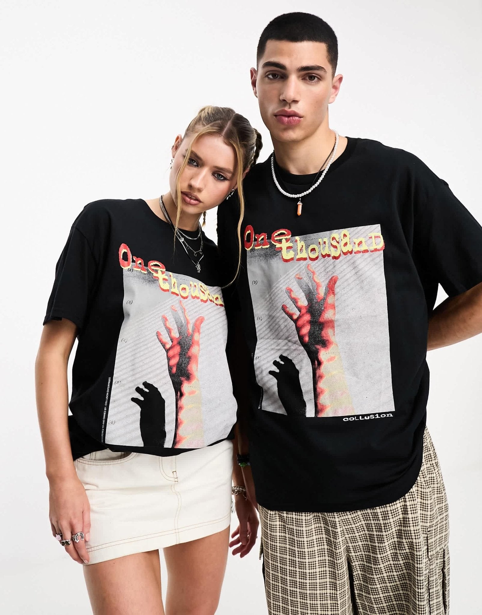 COLLUSION Unisex one thousand t-shirt in washed black - ASOS Sample Sale