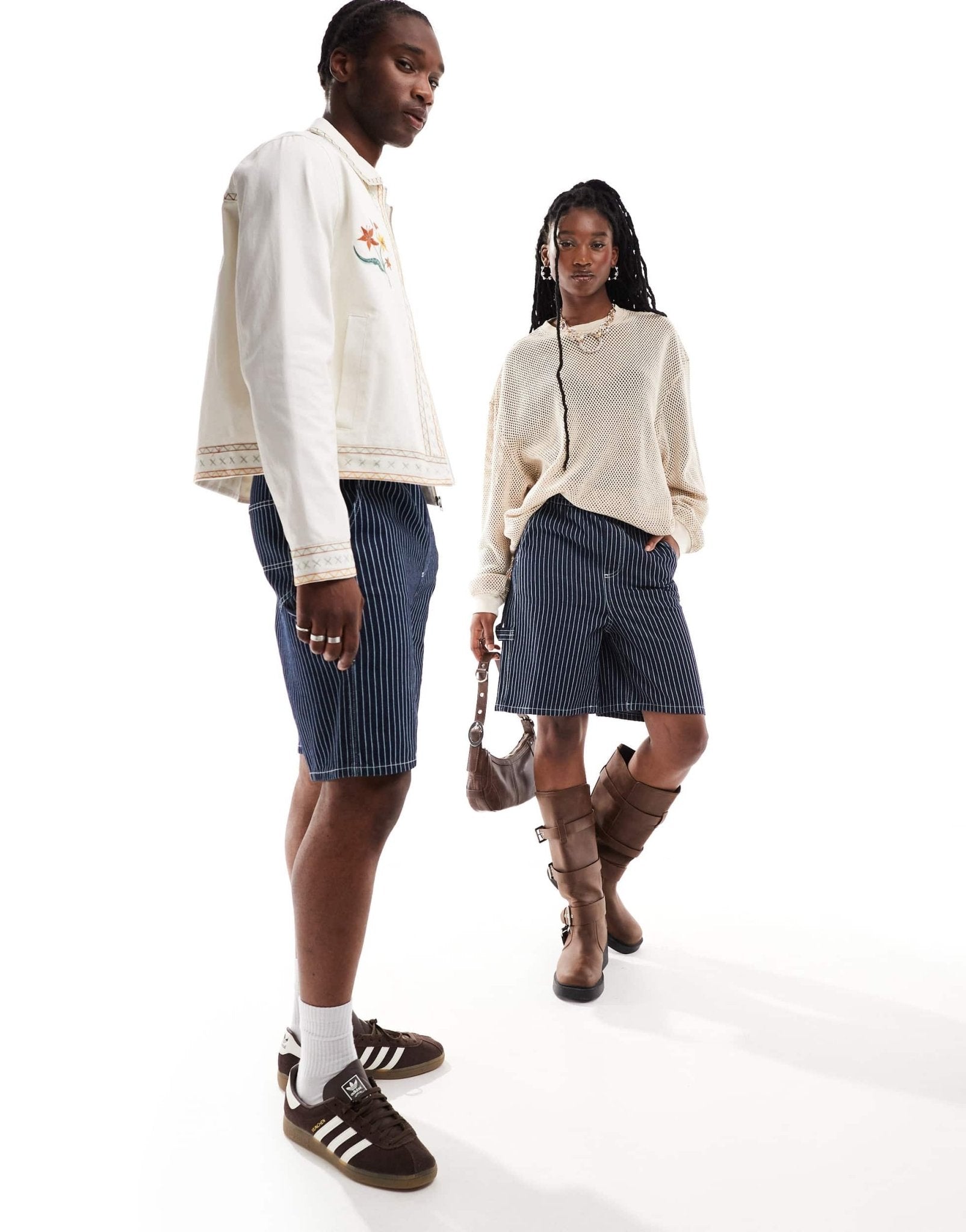 COLLUSION unisex pull on shorts in blue ticking stripe - ASOS Sample Sale