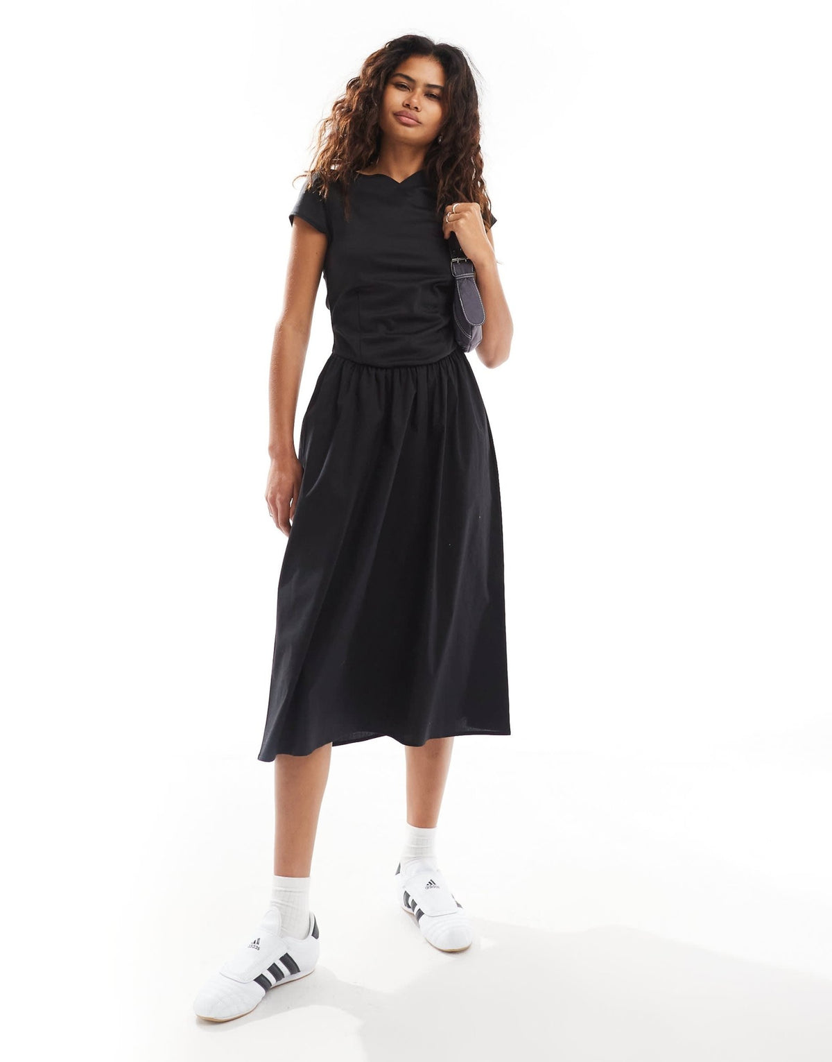 COLLUSION v neck drop waist dress in brown - ASOS Sample Sale
