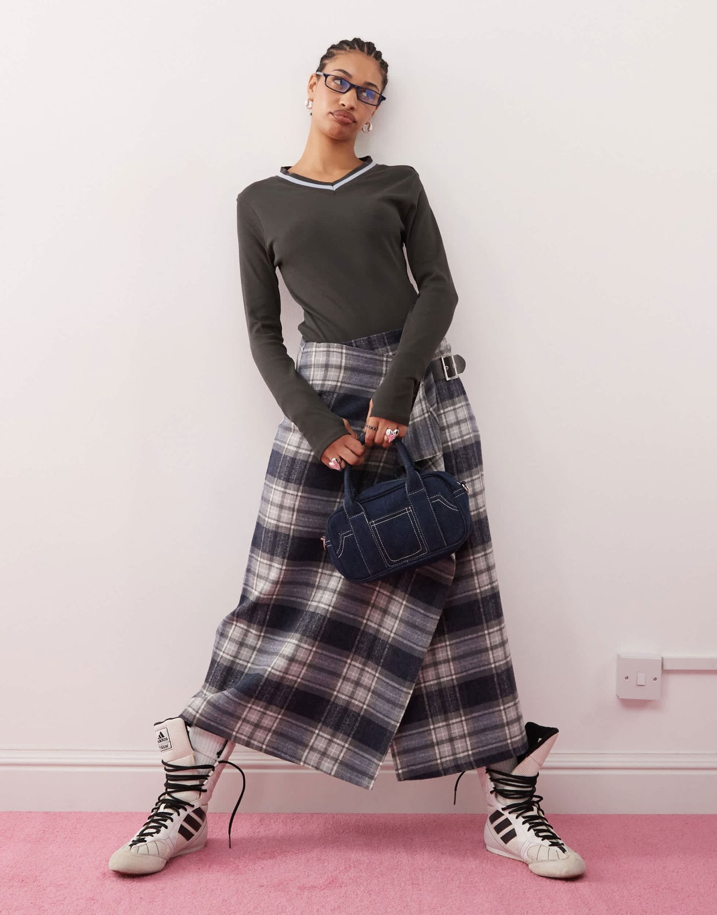 COLLUSION v neck ribbed body suit with branding - ASOS Sample Sale