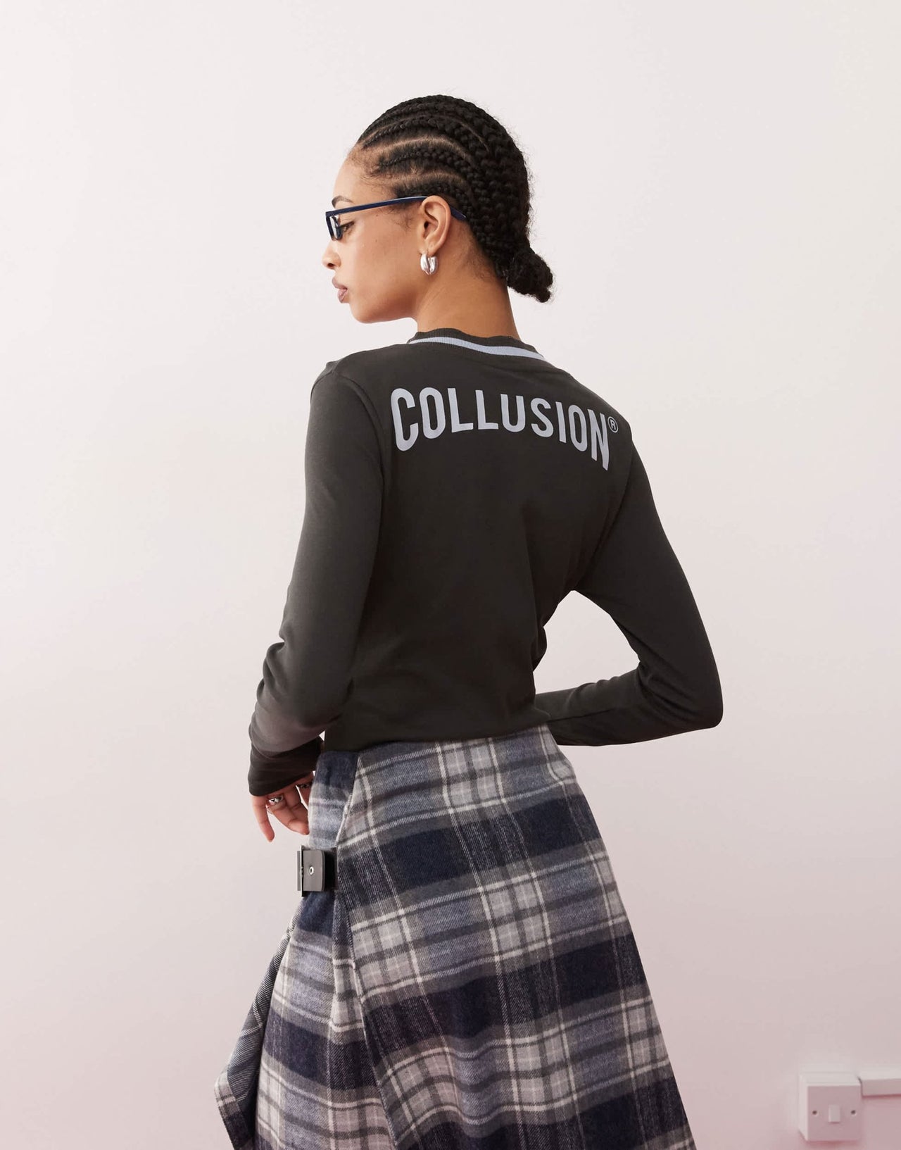 COLLUSION v neck ribbed body suit with branding - ASOS Sample Sale