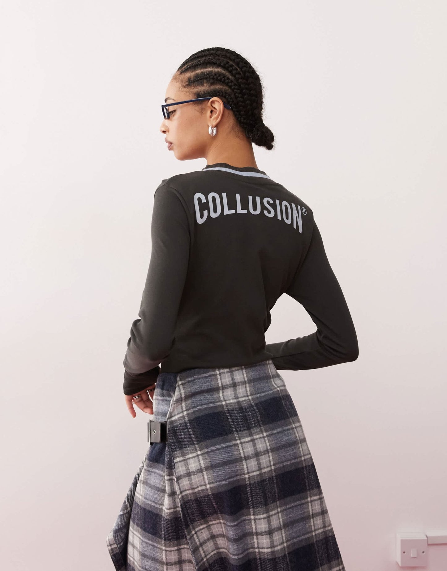 COLLUSION v neck ribbed body suit with branding - ASOS Sample Sale