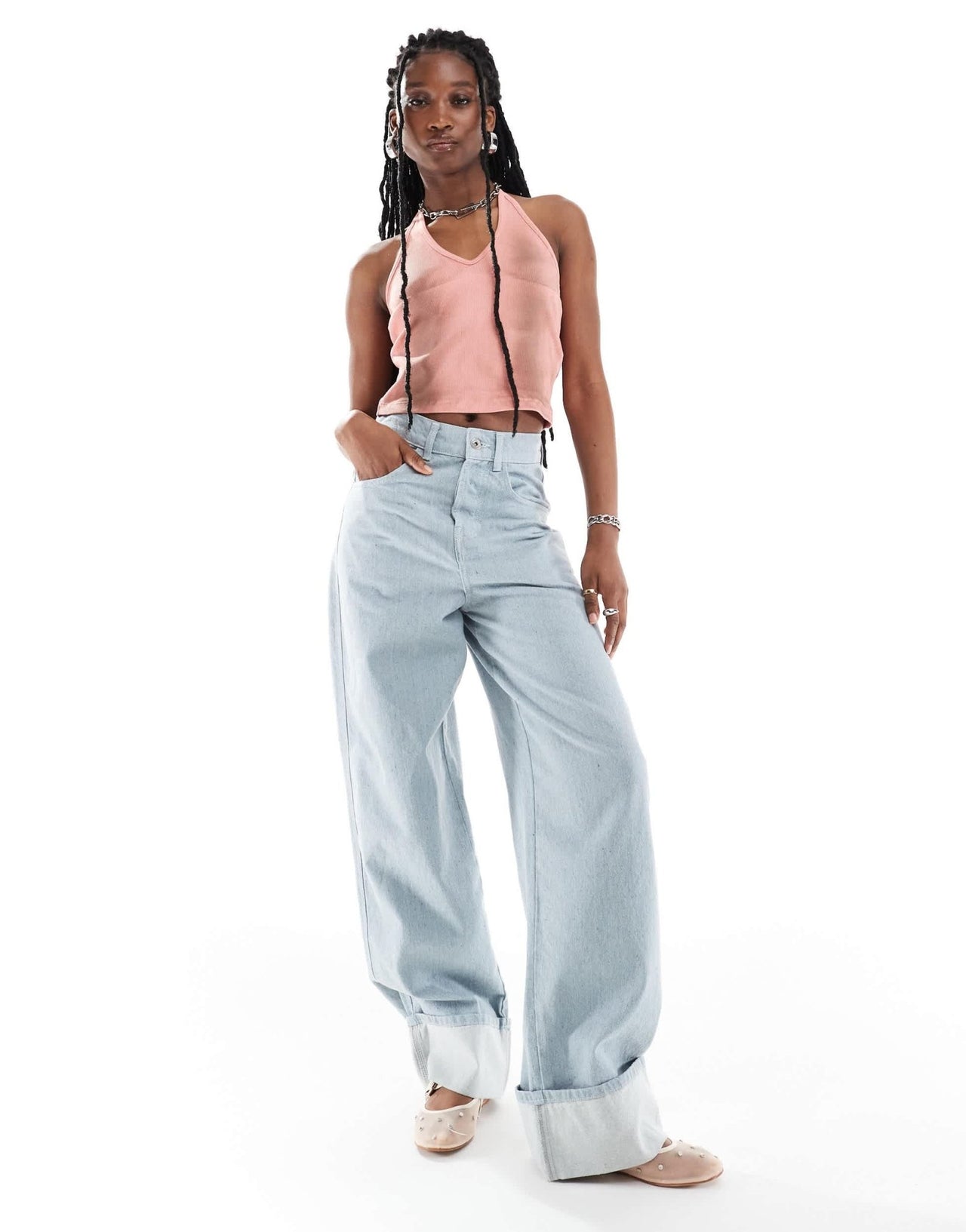 COLLUSION wash halter summer top in pink - ASOS Sample Sale