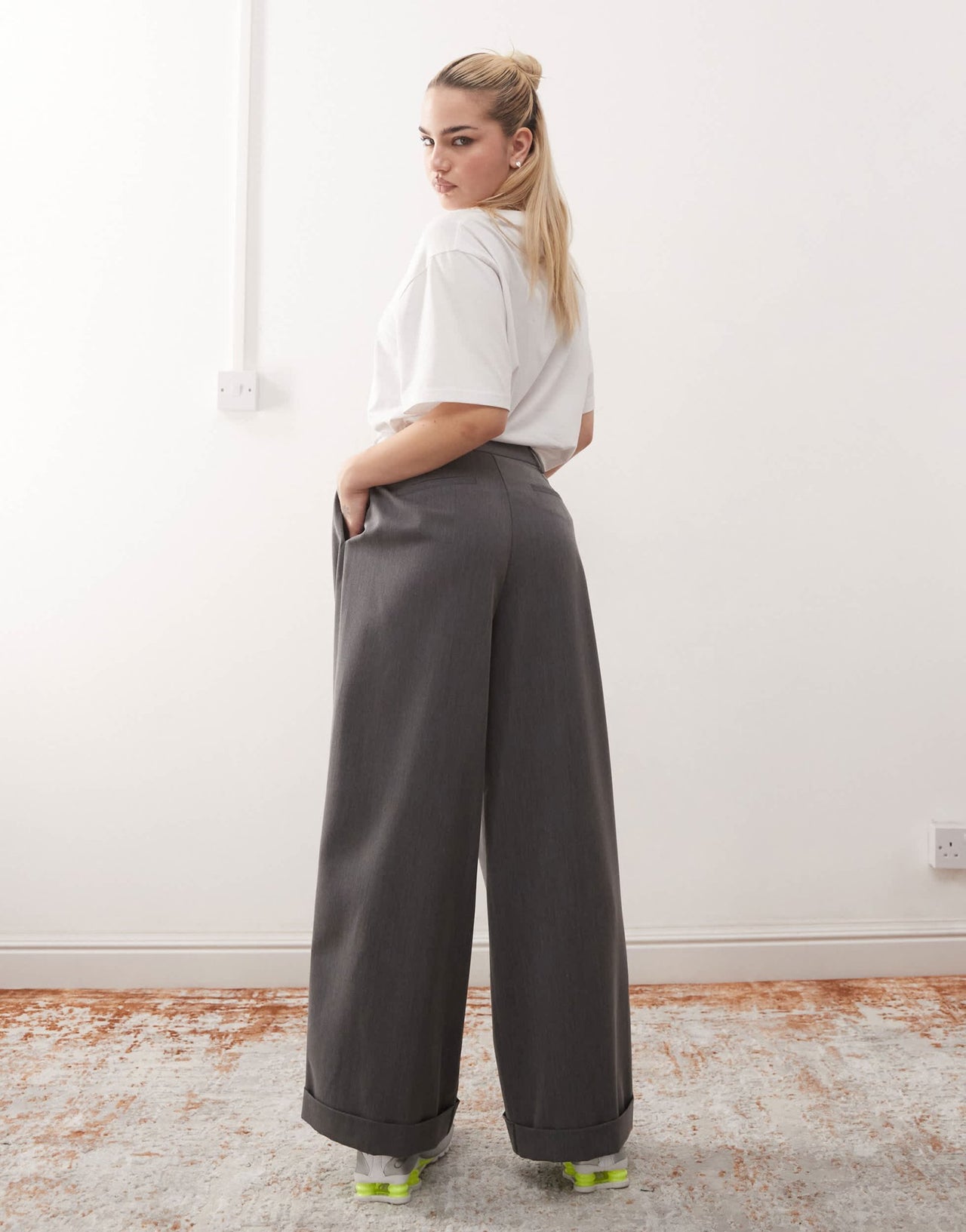 COLLUSION wide leg tailored trousers in grey - ASOS Sample Sale