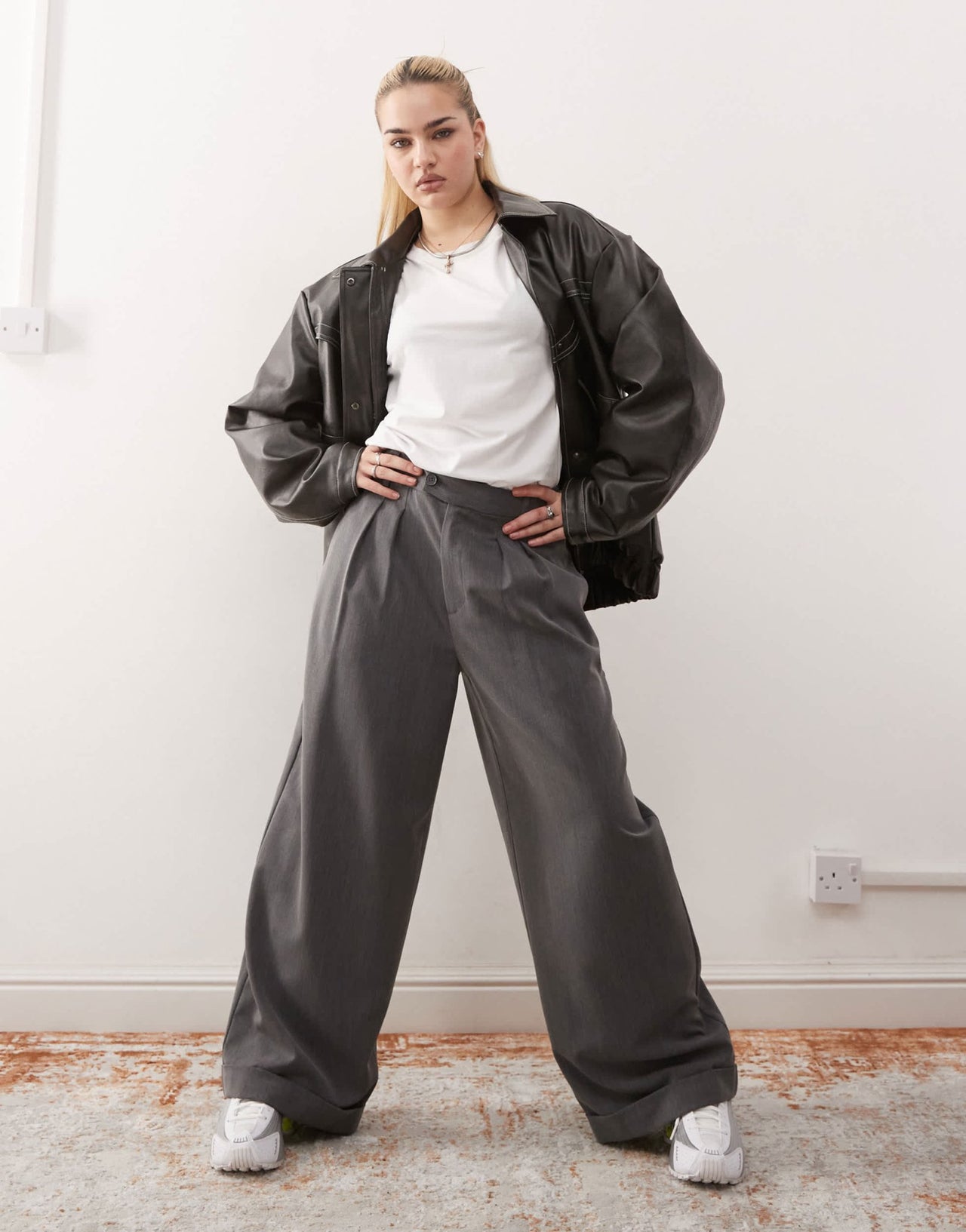 COLLUSION wide leg tailored trousers in grey - ASOS Sample Sale