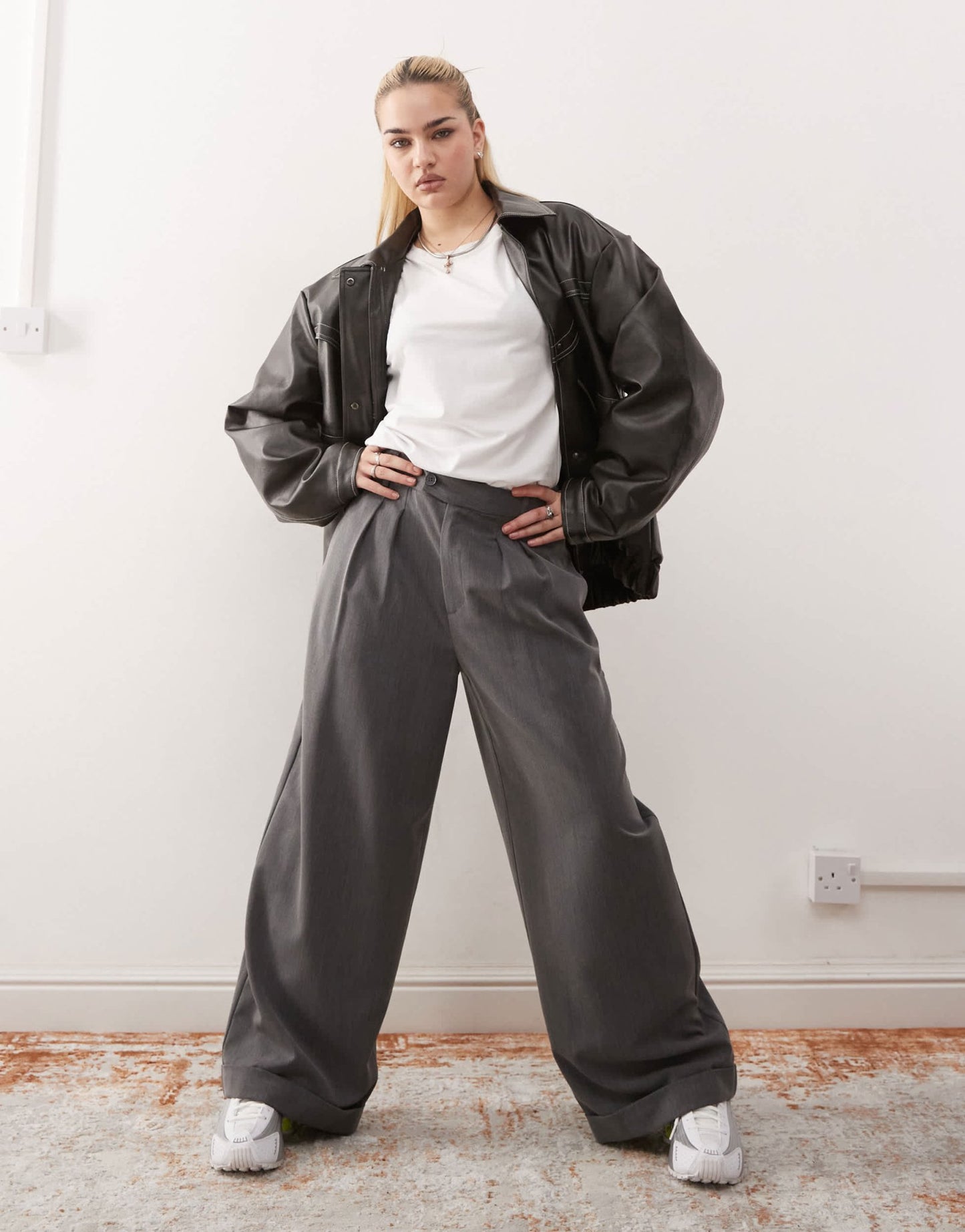 COLLUSION wide leg tailored trousers in grey - ASOS Sample Sale