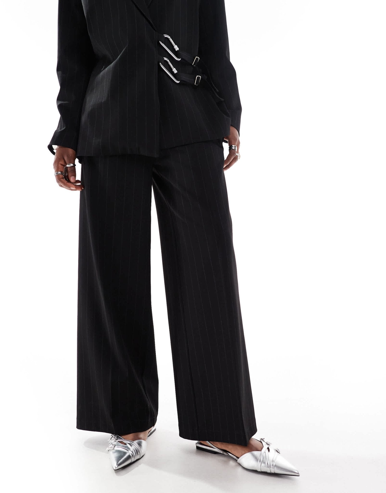 COLLUSION wide leg trouser co - rd in black pinstripe - ASOS Sample Sale