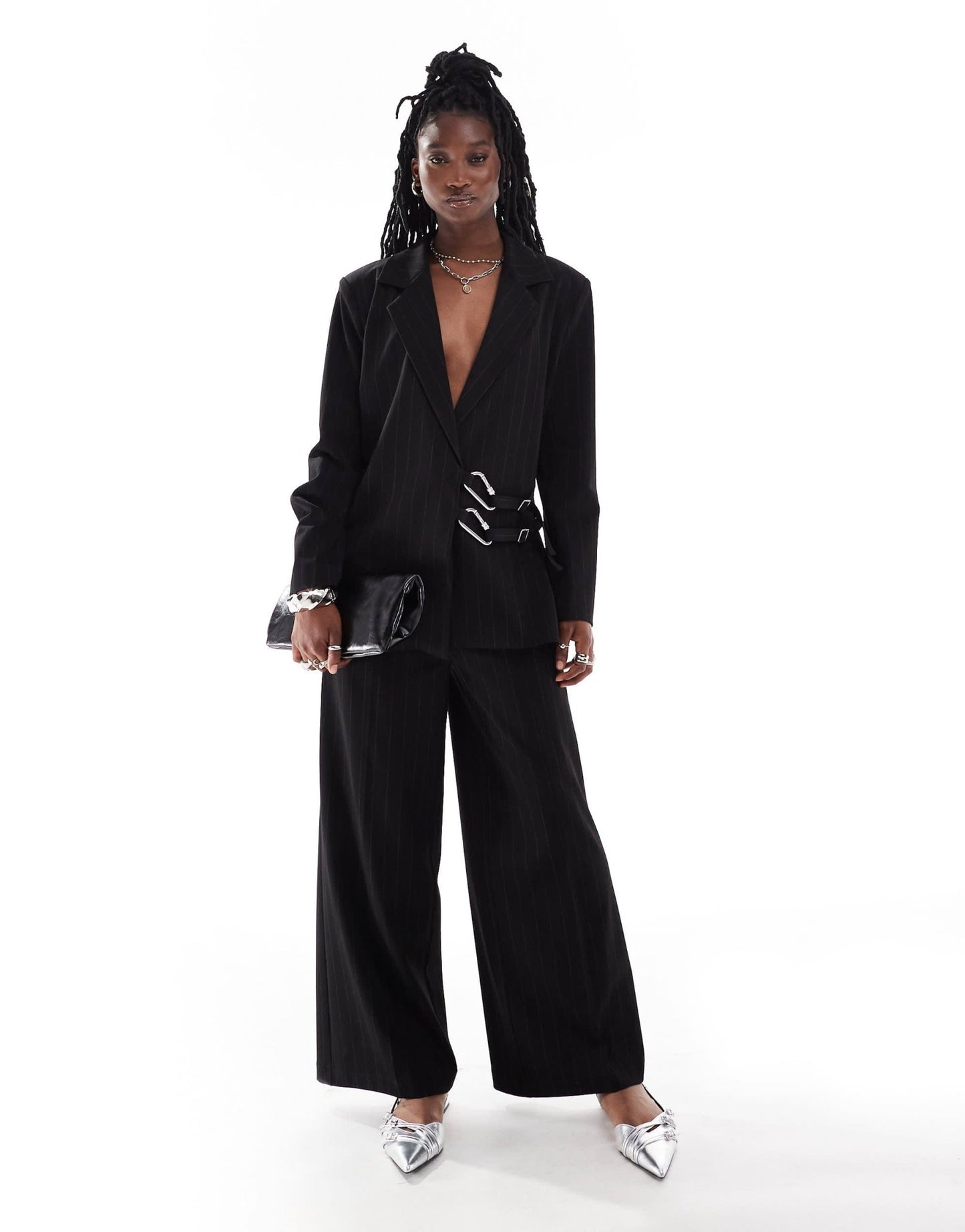COLLUSION wide leg trouser co - rd in black pinstripe - ASOS Sample Sale