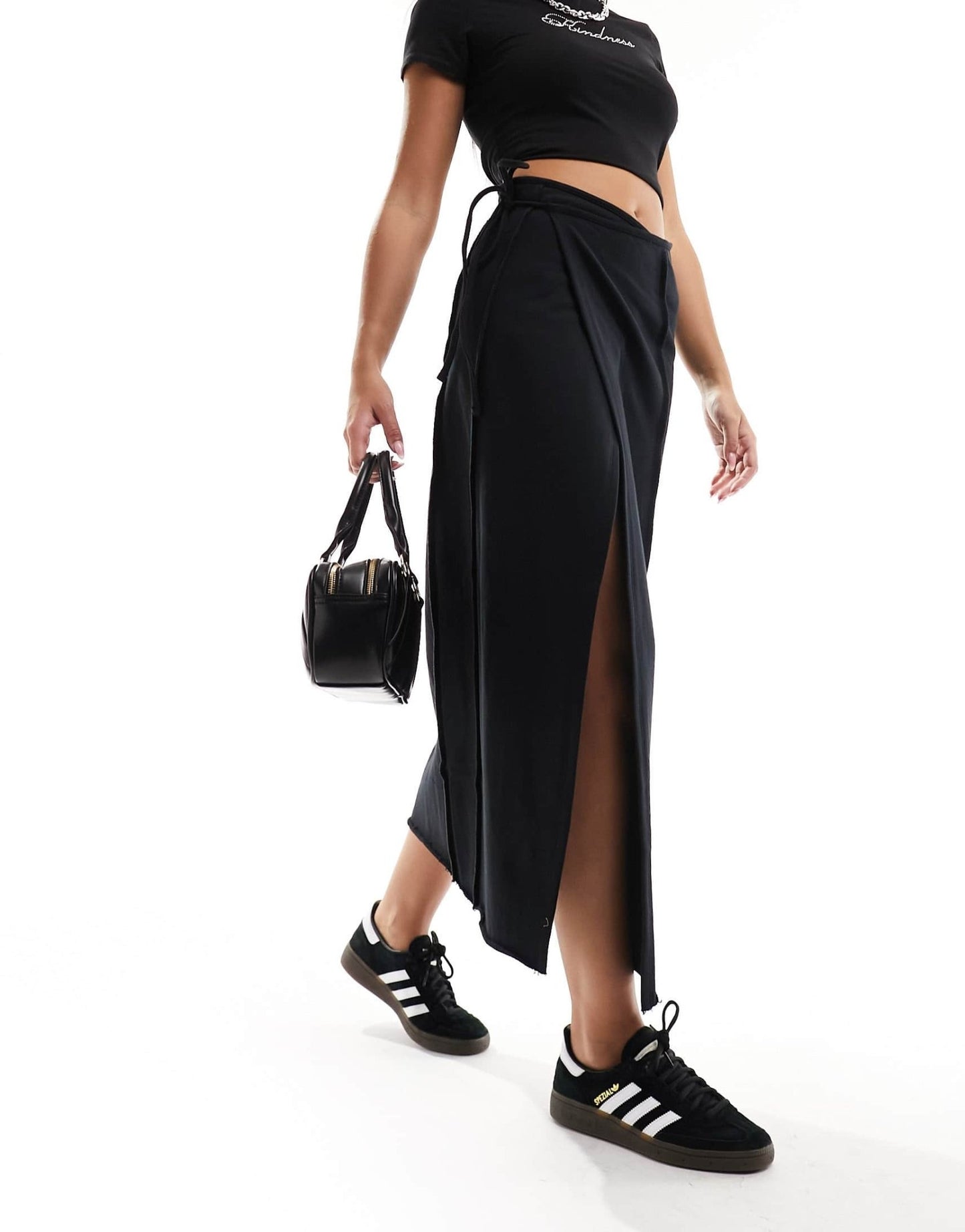 COLLUSION wrap midi skirt in black - ASOS Sample Sale