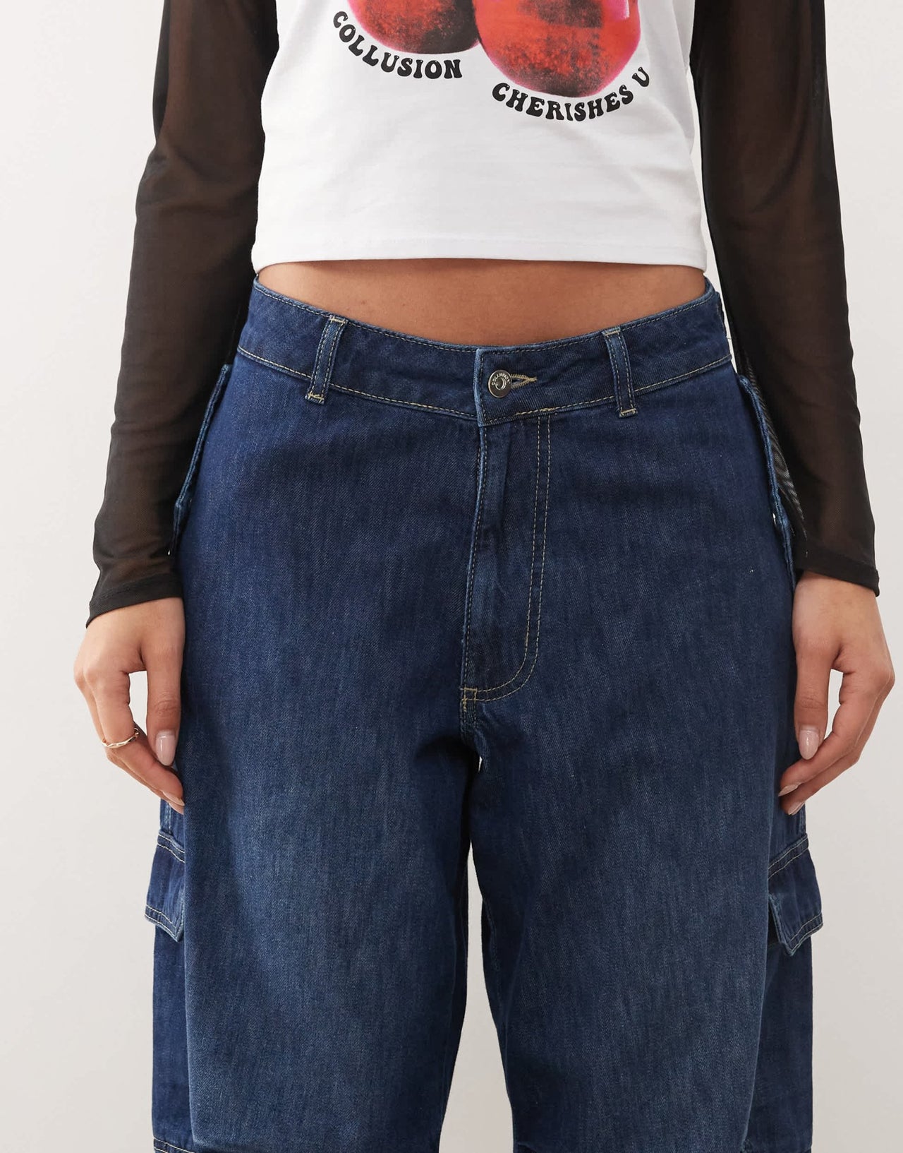 COLLUSION X004 balloon cargo jeans in washed blue - MBLUE - ASOS Sample Sale