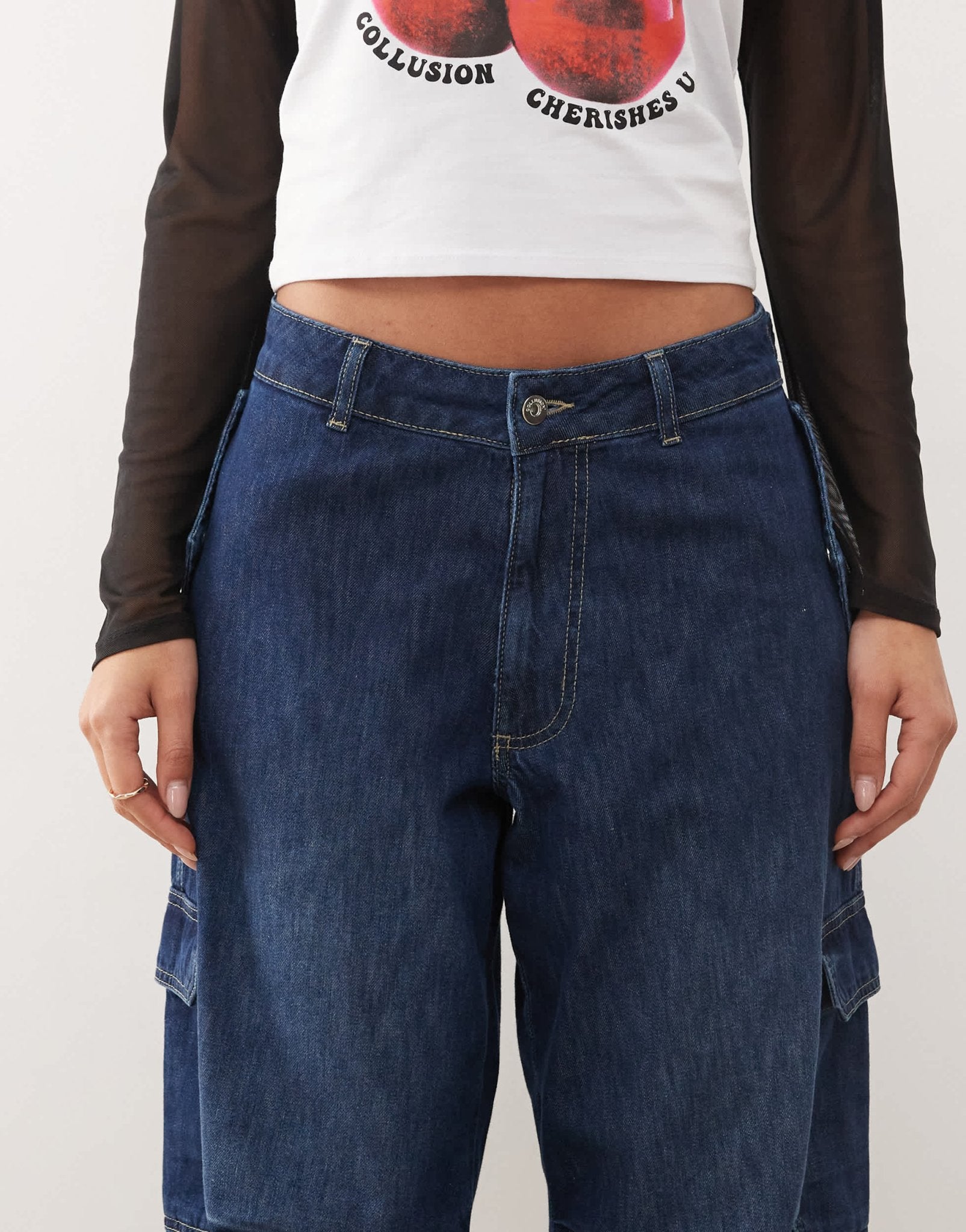COLLUSION X004 balloon cargo jeans in washed blue - MBLUE - ASOS Sample Sale