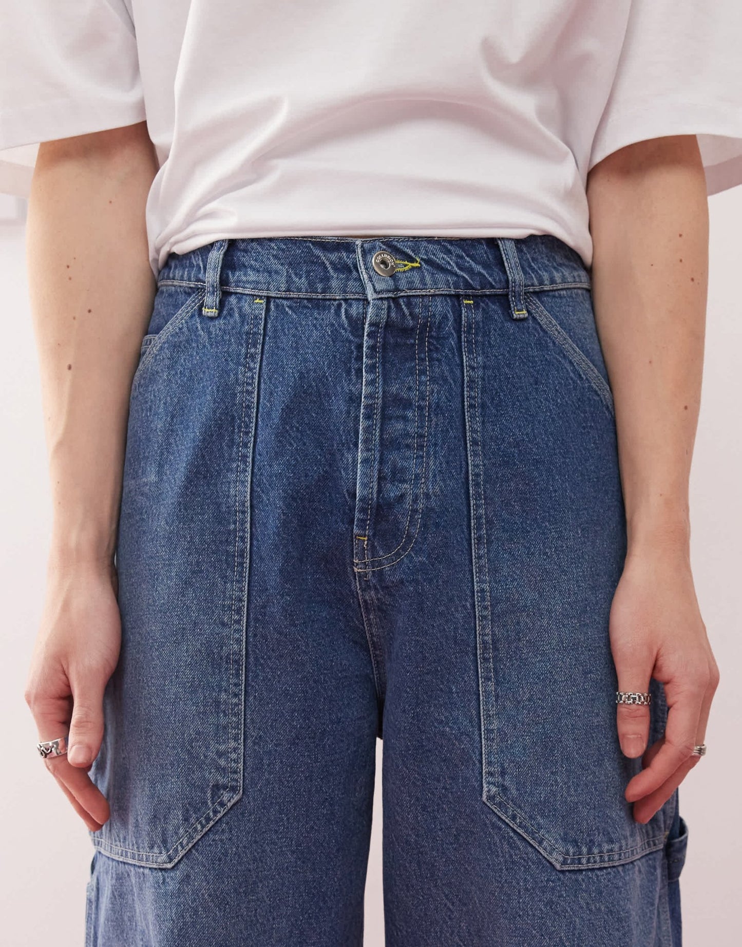 COLLUSION X008 unisex skater jeans in midwash - MBLUE - ASOS Sample Sale