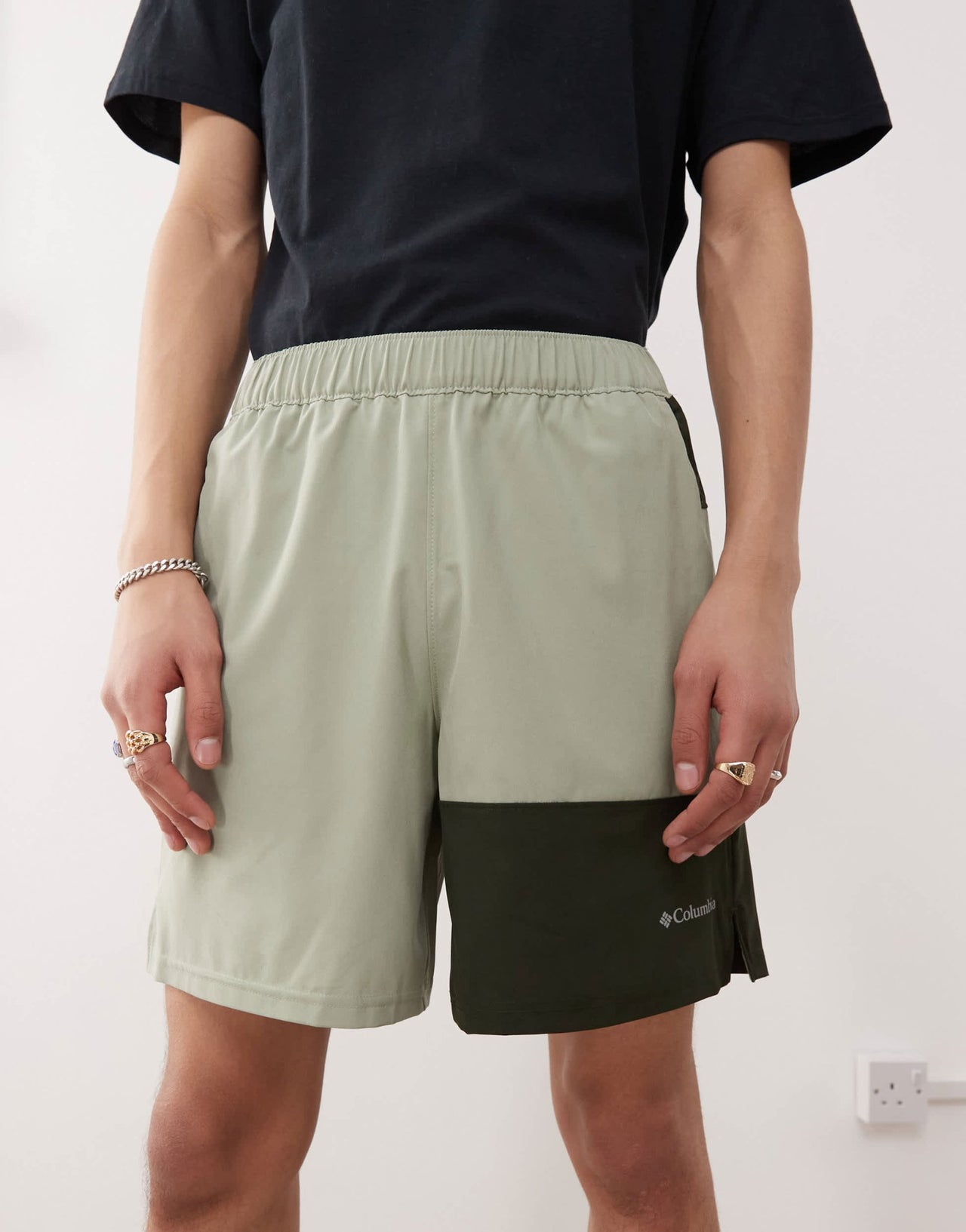 Columbia Hike Color Block shorts in green - ASOS Sample Sale