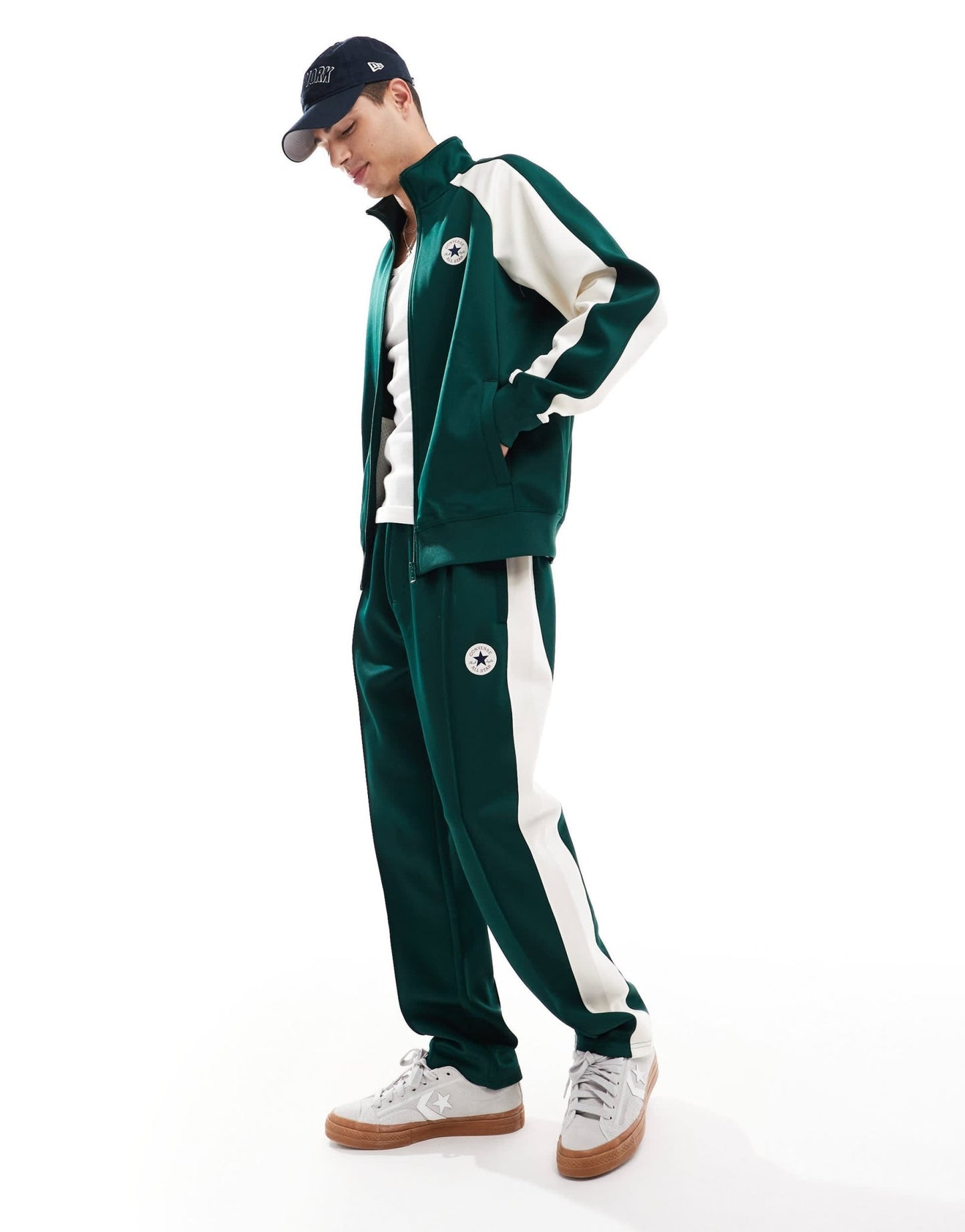Converse Retro Chuck blocked track jacket in green - ASOS Sample Sale