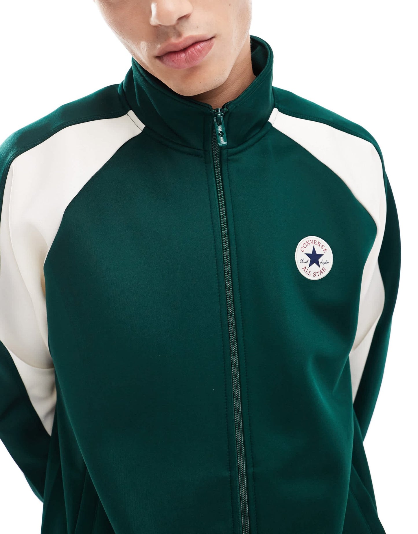 Converse Retro Chuck blocked track jacket in green - ASOS Sample Sale