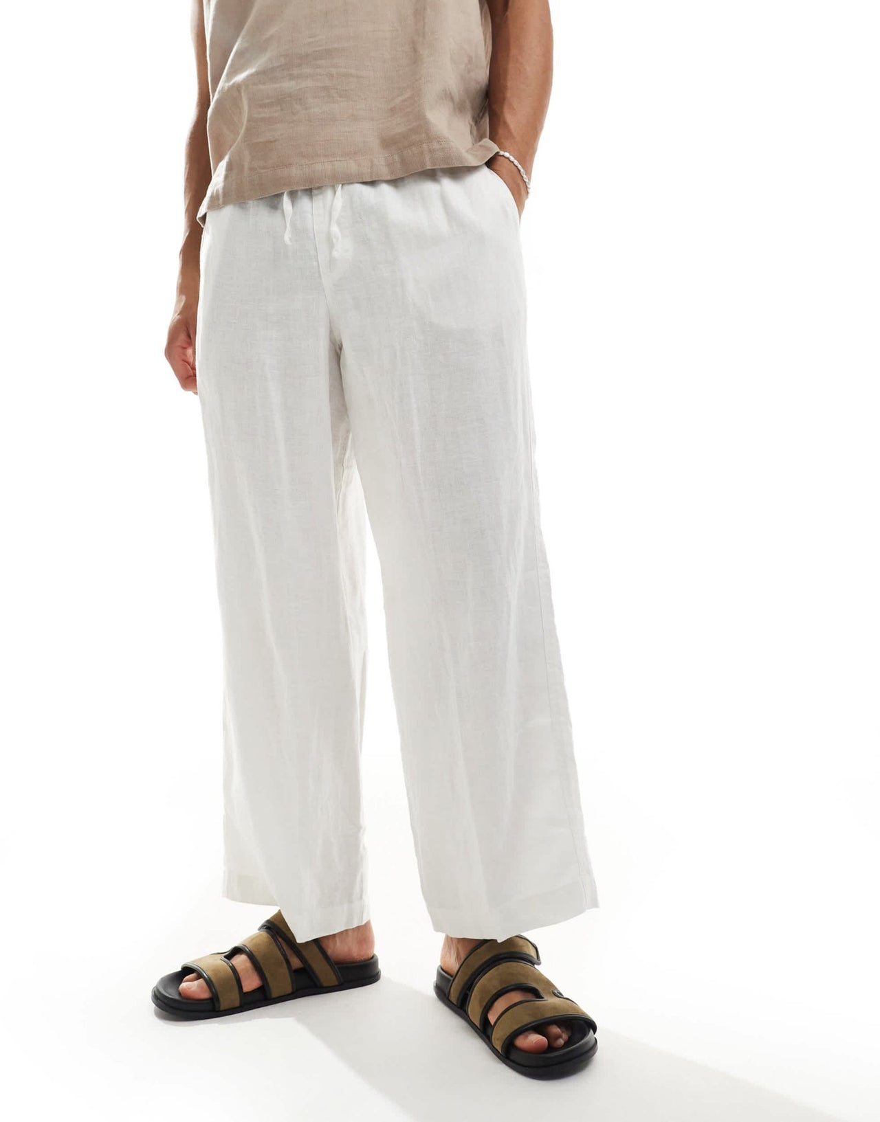 Cotton On baggy linen trouser in white - ASOS Sample Sale