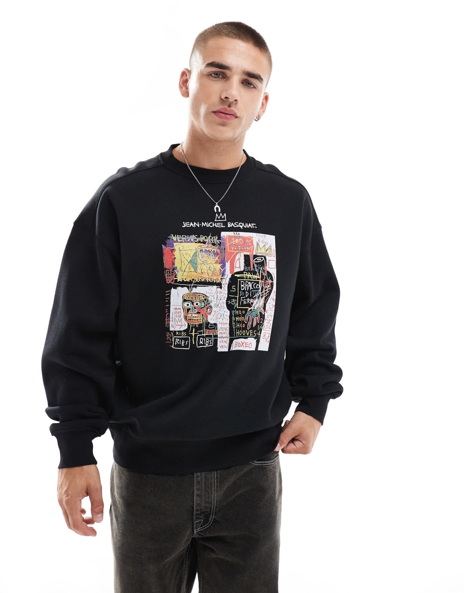Cotton On Basquiat art print relaxed sweatshirt in black - ASOS Sample Sale