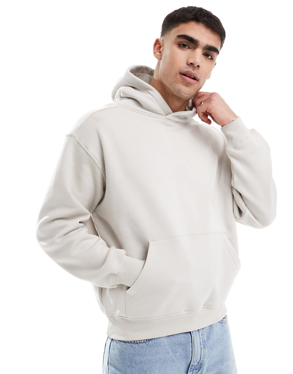 Cotton On box fit crew hoodie in bone - ASOS Sample Sale