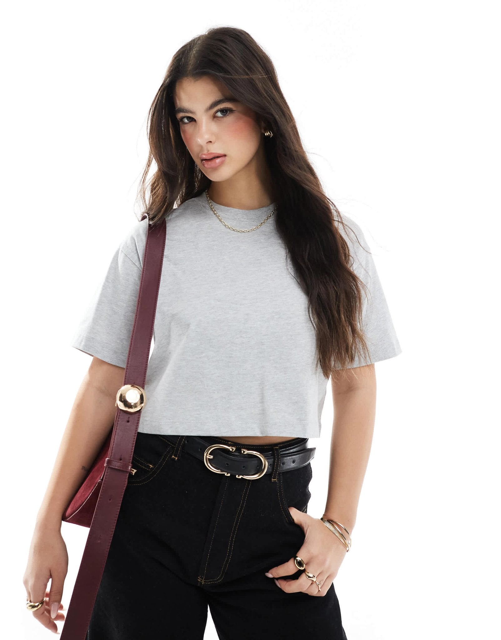 Cotton On boxy cropped t-shirt in grey - ASOS Sample Sale