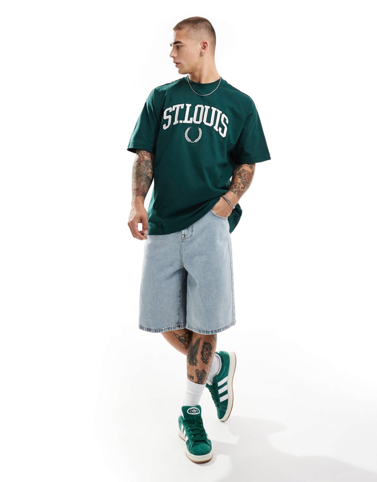 Cotton On boxy fit St Louis graphic t-shirt in pine green - ASOS Sample Sale